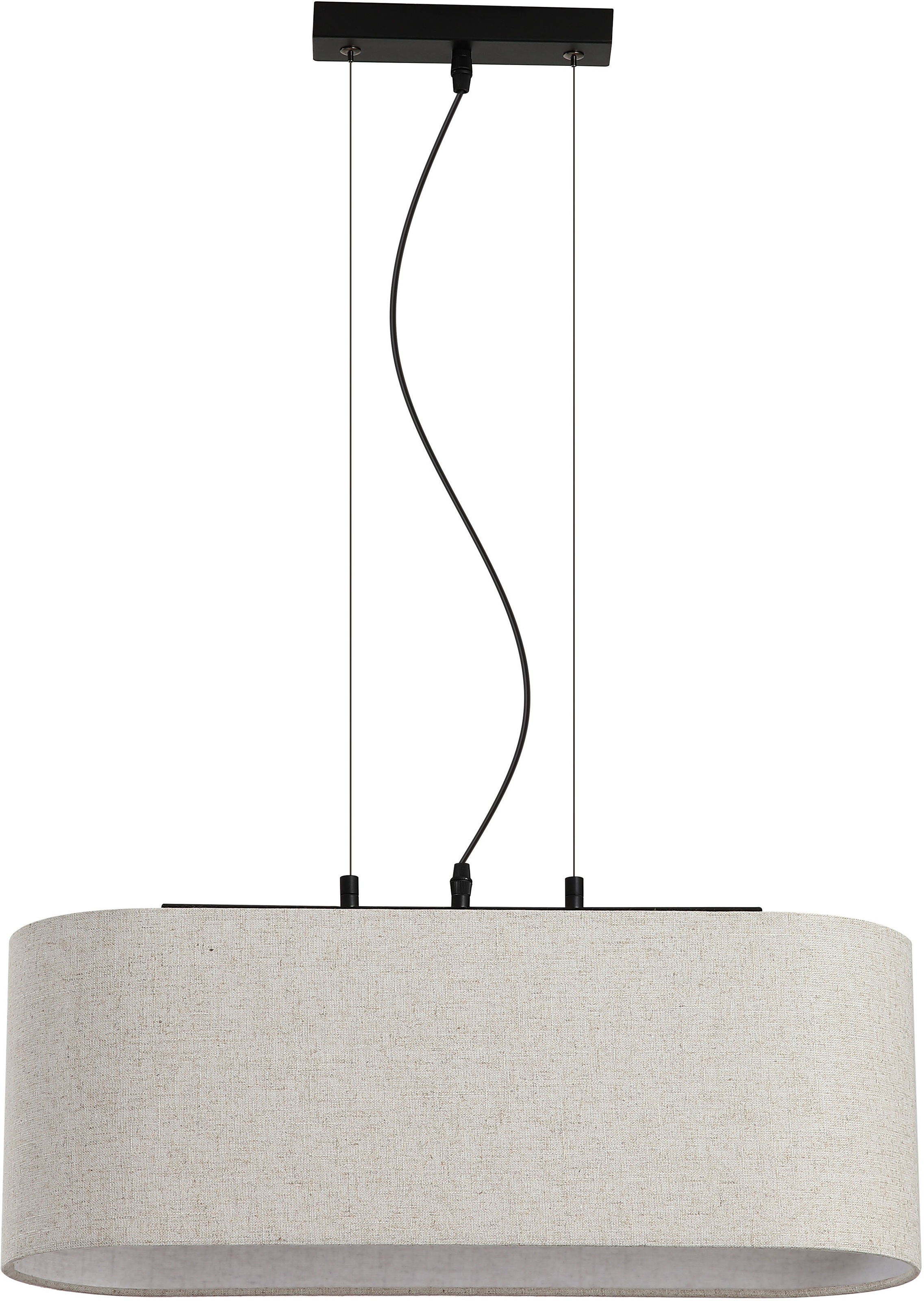 Searchlight Pendelleuchte »Hessian 3Lt Pendelleuchte, schwarzes Metall mit Leinenschirm« E27 1 Stk.