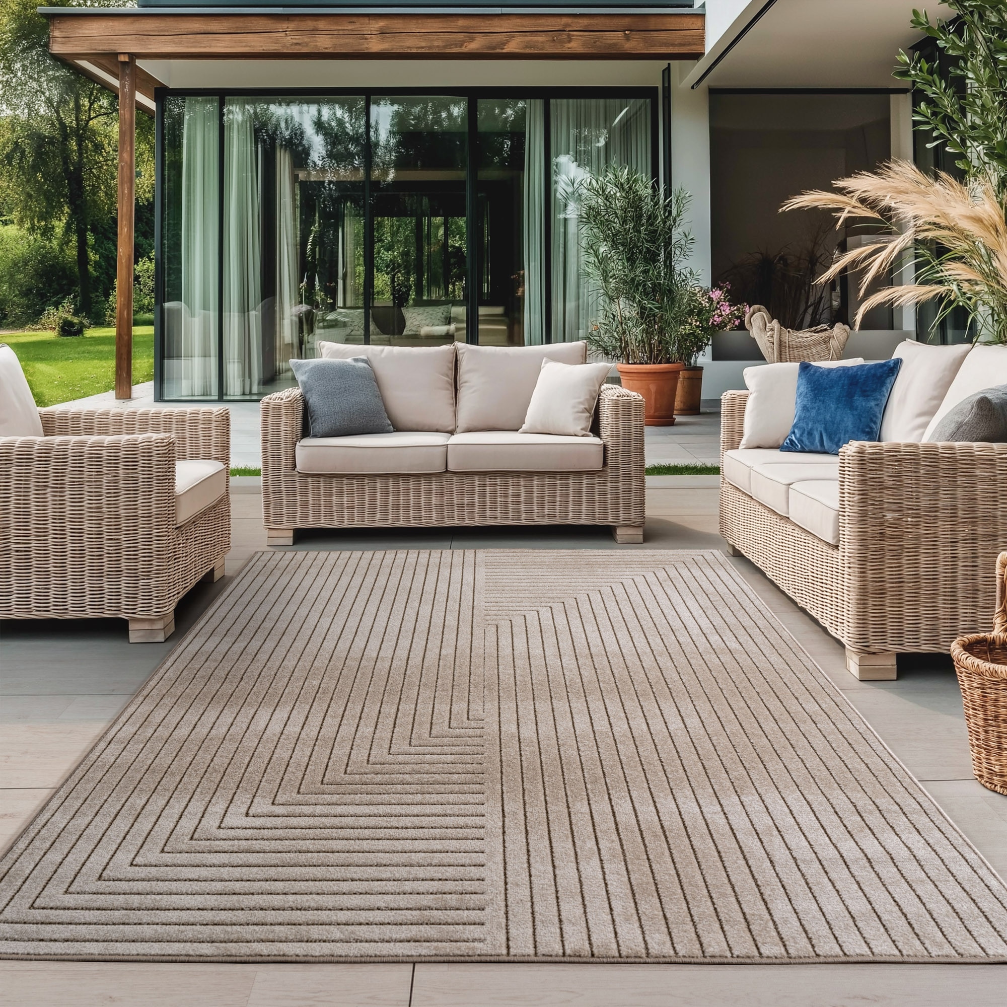 Ayyildiz Teppiche Outdoorteppich »Nova 1202« Rechteckig 5 Mm Höhe Läufer, In Und Outdoor, Hoch Tief Effekt, Wohnzimmer, Aussenbereich