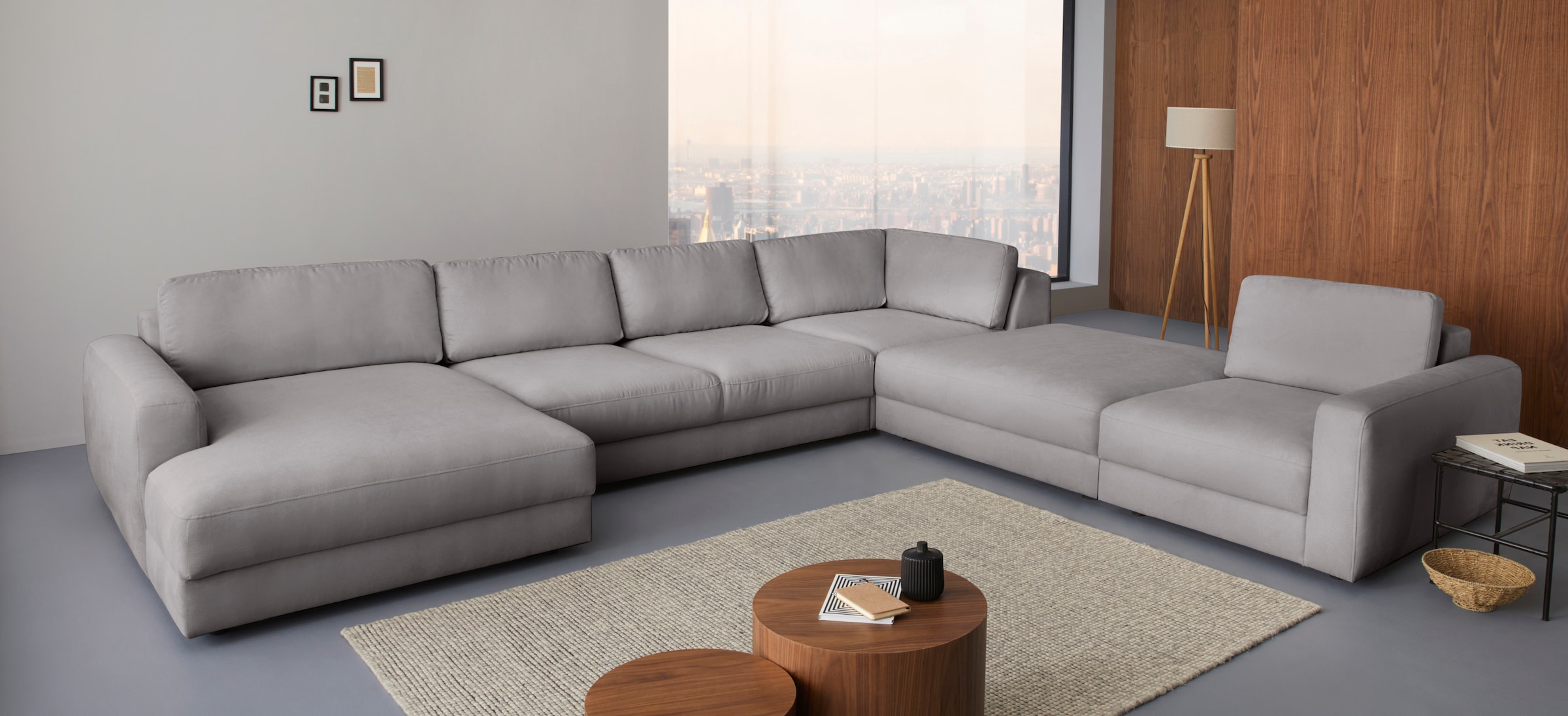 Places of Style Wohnlandschaft »Bloomfield, U-Form«, mit extra tiefer Sitzfläche, wahlweise mit Sitztiefenverstellung