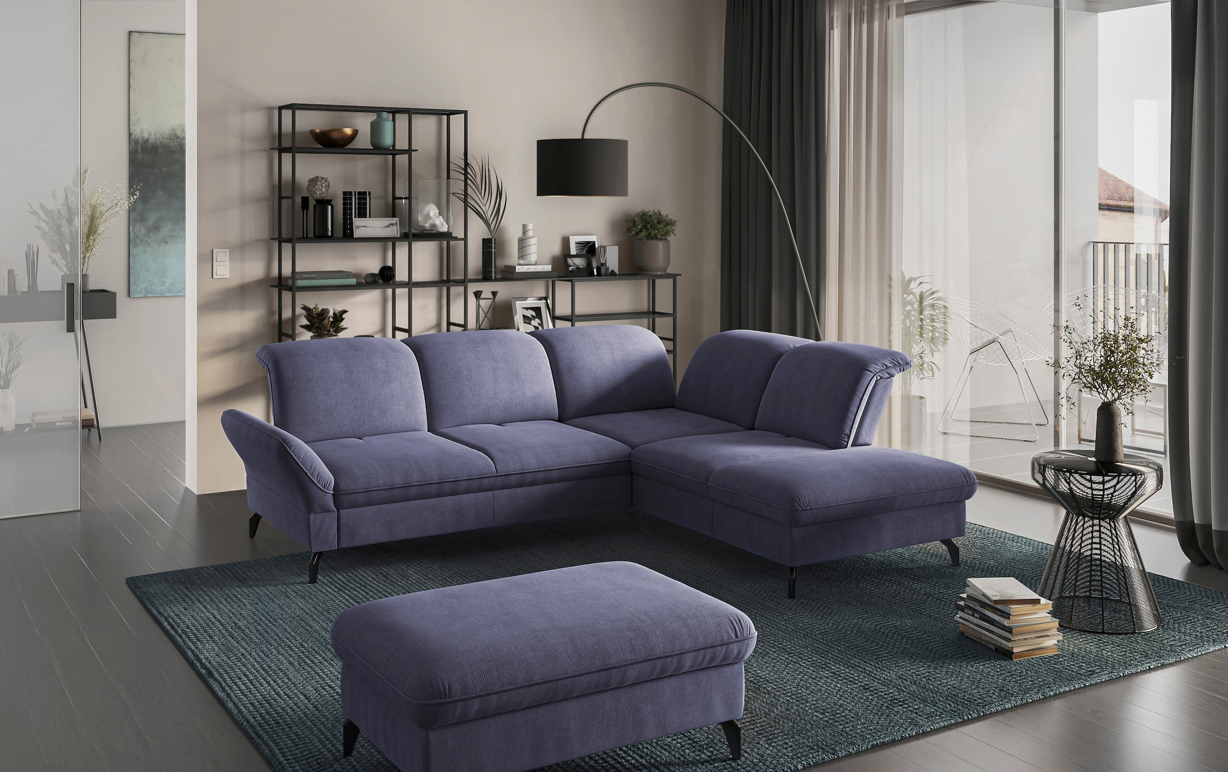 sit&more Ecksofa »Leandro L-Form«, Wahlweise mit Bett-, Kopfteil - und Armlehnfunktion, sowie Stauraum
