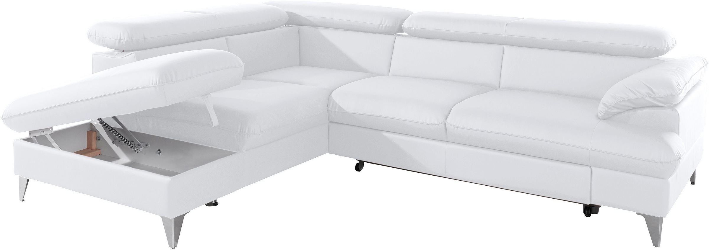 COTTA Polstergarnitur »Caluso L-Form«, Set bestehend aus: Ecksofa mit Kopfteilverstellung & Hocker