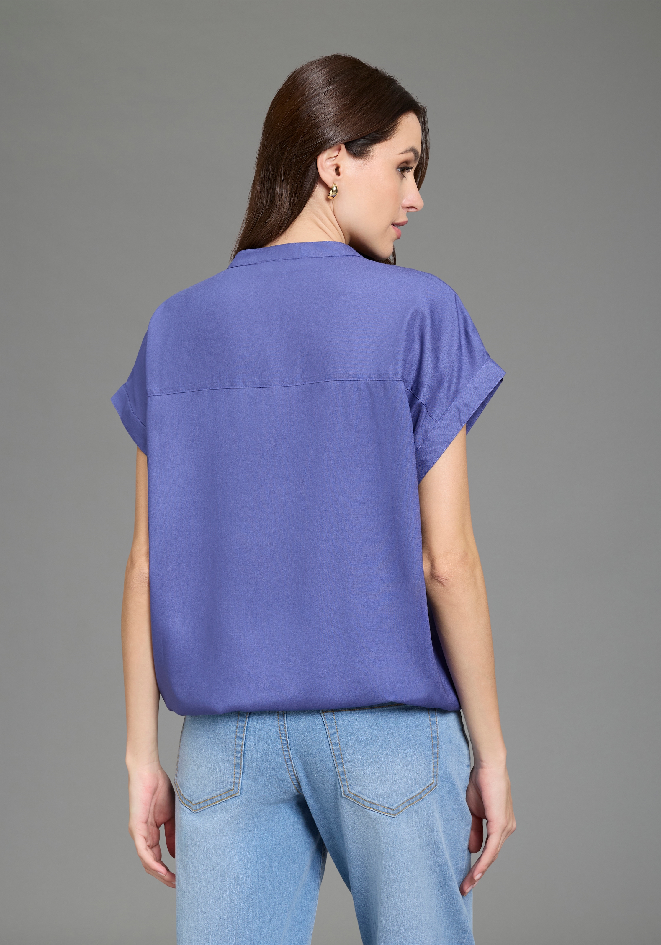 Boysen's Hemdbluse im Oversized-Style mit Ballonsaum