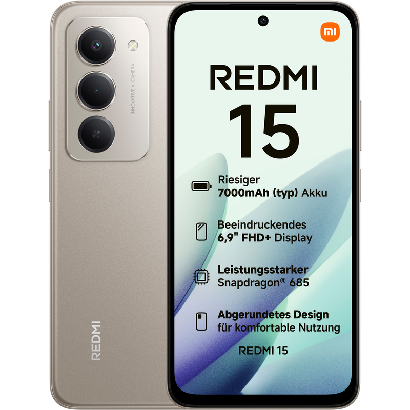 XIAOMI Smartphone »Redmi 15 128 GB« titan gray titan gray Bis zu 16GB RAM mit Speichererweiterung