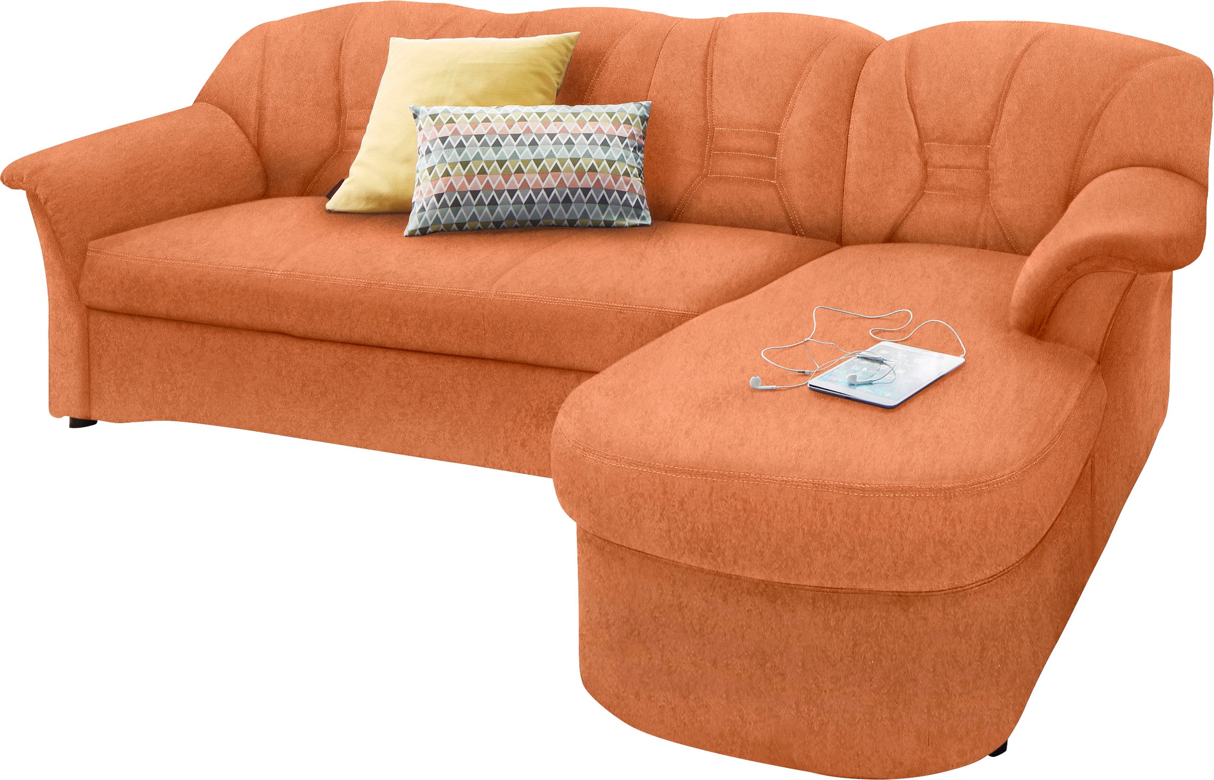 DOMO collection Ecksofa »Elva, zeitlose Formensprache, elegante Rückenstepp günstig online kaufen