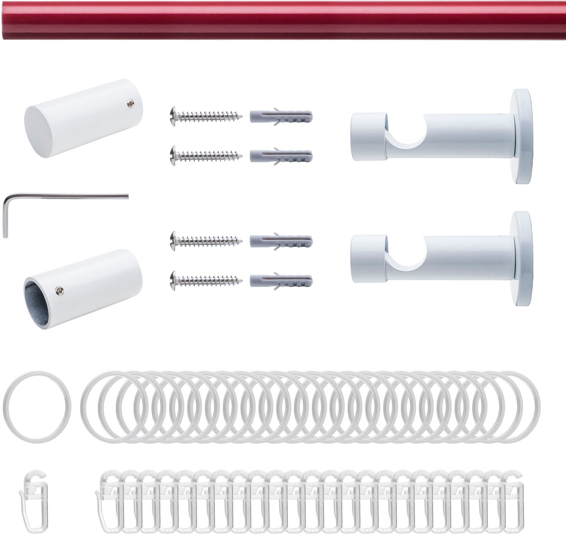 Liedeco Gardinenstange »Fertigstilgarnitur 20 mm Power Celebration Zylinder«, 1 läufig-läufig, Fixmaß, Gardinenstange Komplett, Farbkombination