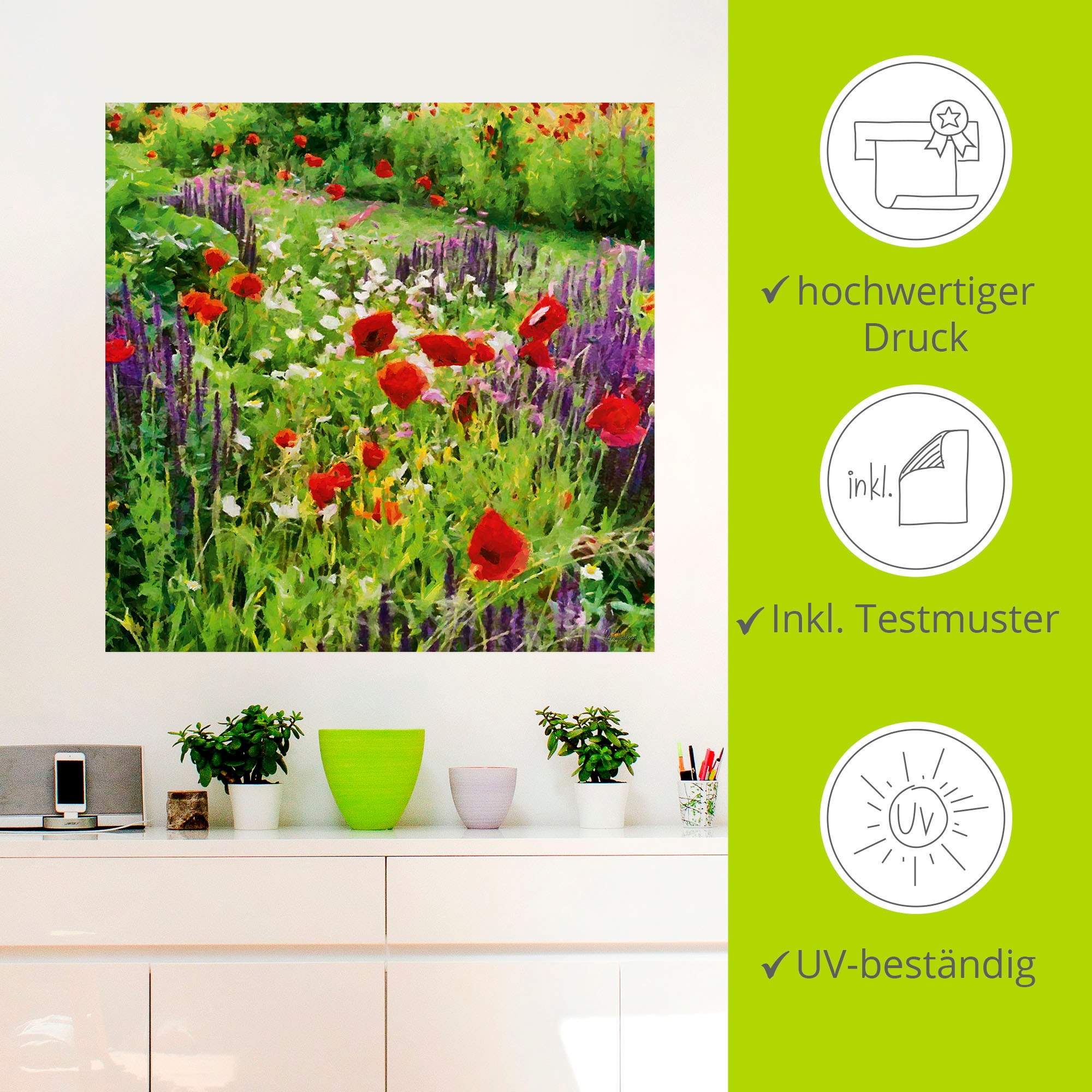 Artland Wandbild »Lupinen und Mohnblumen«, Blumenwiese, (1 St.), als Alubild,  Leinwandbild, Wandaufkleber oder Poster in versch. Größen online kaufen