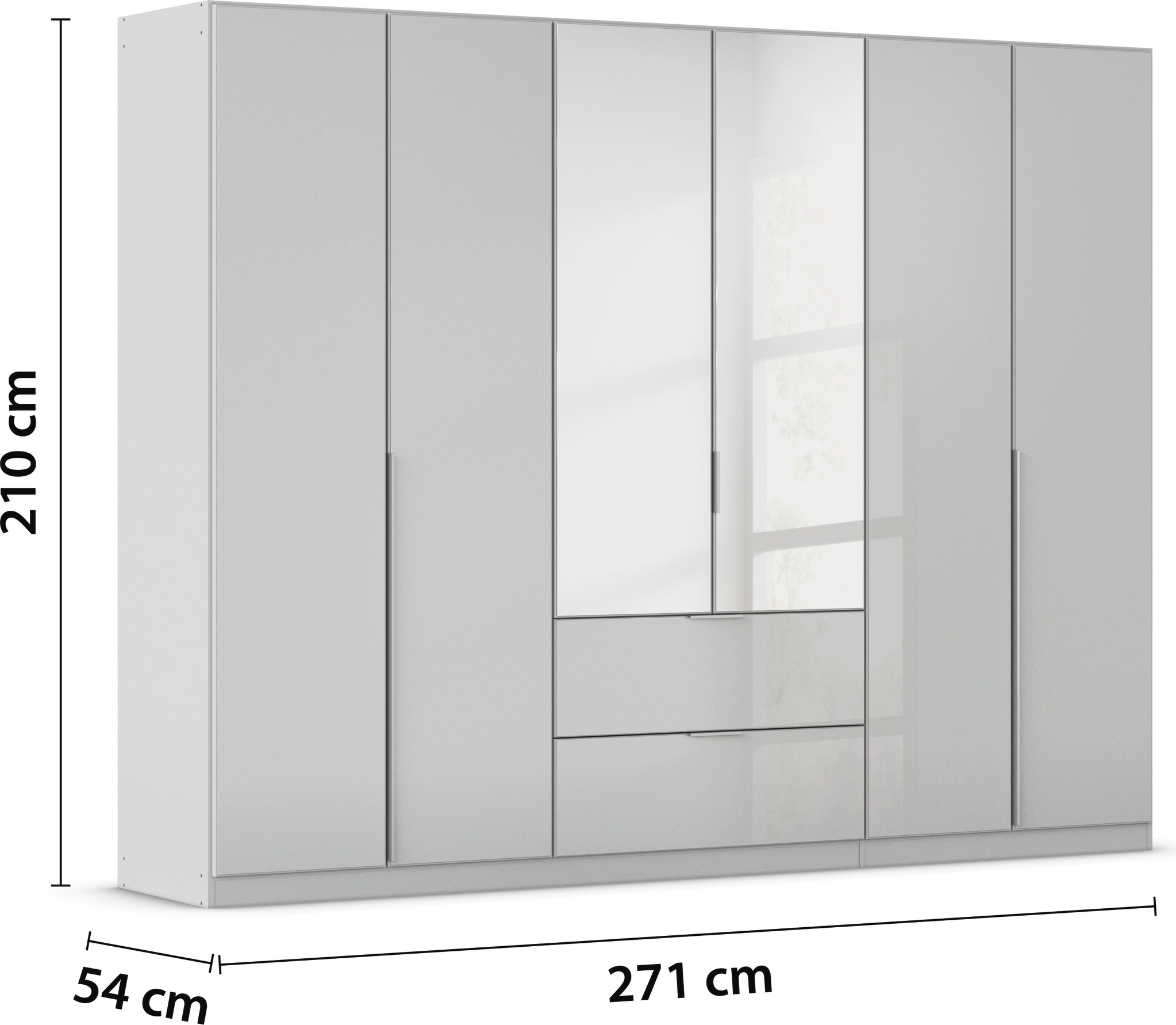 rauch Drehtürenschrank »Kleiderschrank Kleiderschränke Schrank Garderobe AGORDO mit Glasfront«, (in zwei Griff-Farben mit Glasfront), mit Außenschubkästen, in 6 Breiten und 2 Höhen MADE IN GERMANY