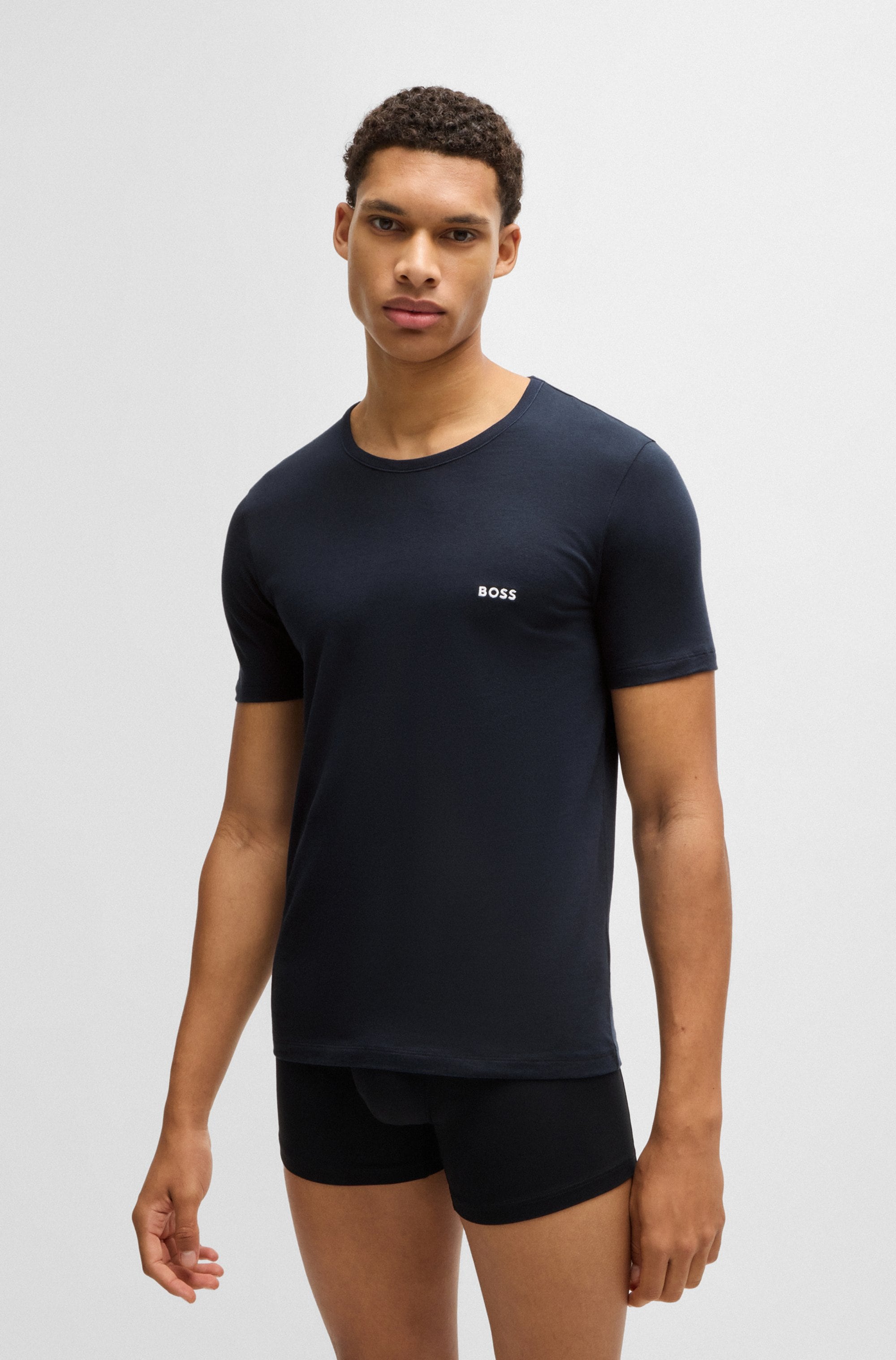 BOSS T-Shirt »TShirtRN 3P Classic«, (Packung, 3 tlg.), mit BOSS Stickerei