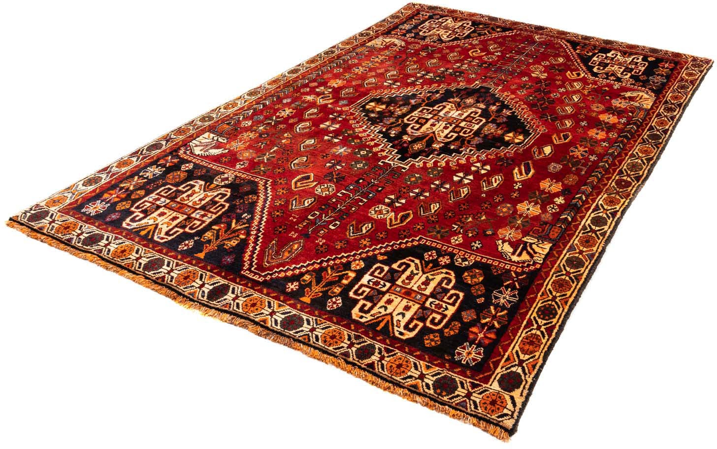 Wollteppich „Shiraz Medaillon 265 x 172 cm“, rechteckig, Unikat mit Zertifikat Rot 1 mm B/L: 172 cm x 265 cm – 1 mm