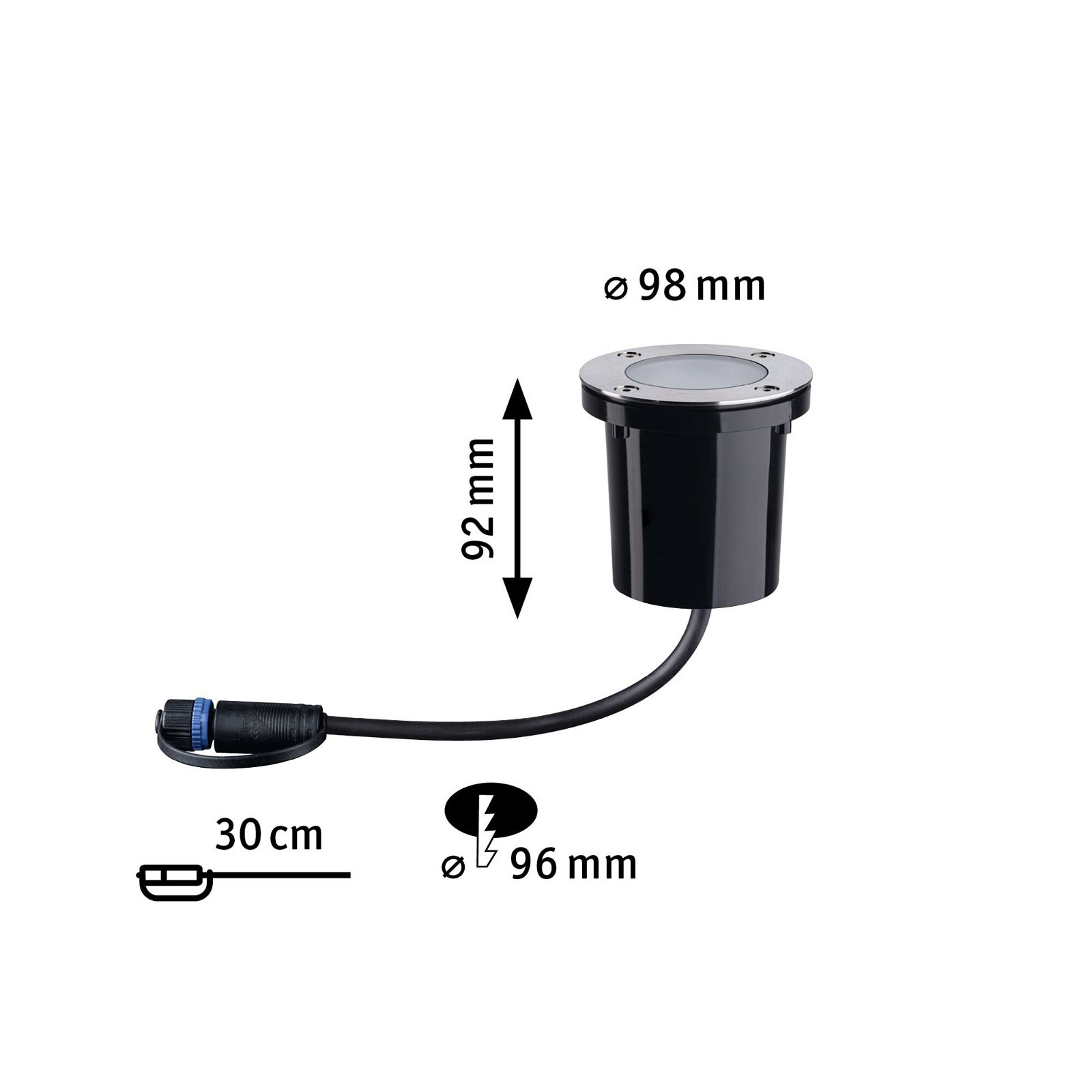 Paulmann LED Einbauleuchte »Plug & Shine Bodeneinbauleuchte Goldlicht Einzelspot IP65 4,6W Schwarz«, 1 flammig, Smart Home Zigbee 3.0, Insektenfreundlich, Tunable Warmwhite