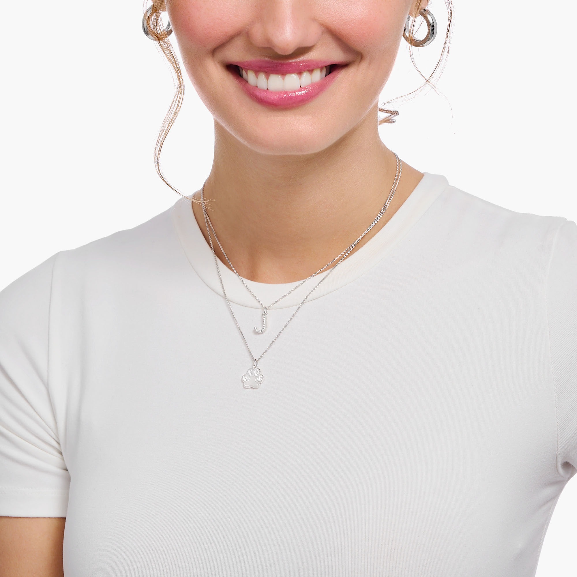 THOMAS SABO Kette mit Anhänger »Buchstabe, KE2240 - KE2265-051-14-L45V, KE2240 - KE2265-414-14-L45V«, mit Zirkonia (synth.)