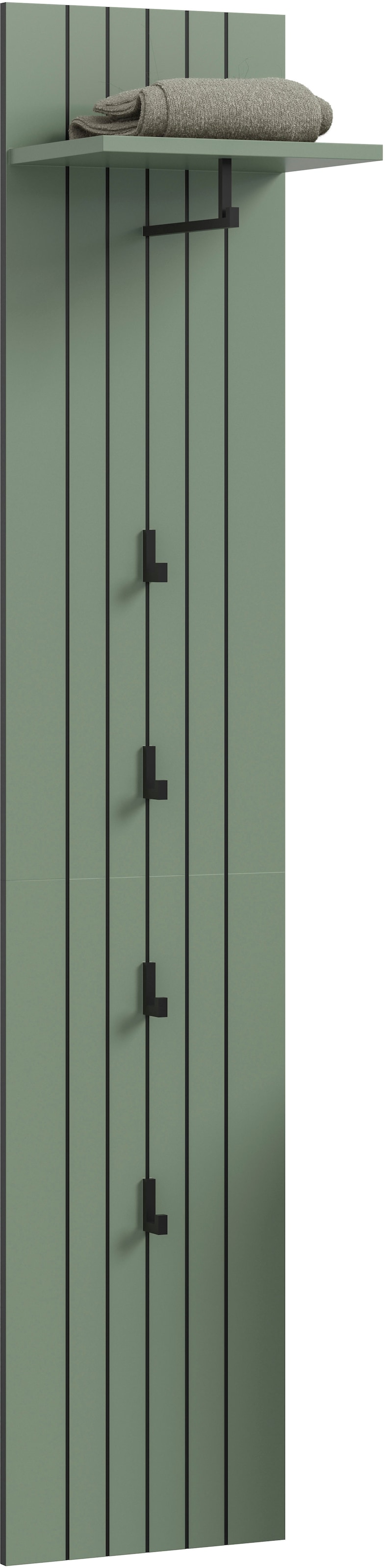 INOSIGN Garderobenpaneel »TATIO, Rillenfräsung, 4 Haken, 1 Kleiderstange, 1 Ablageboden« 1 Stk. tlg. Garderobenpaneel, Garderobe, Flur, Diele