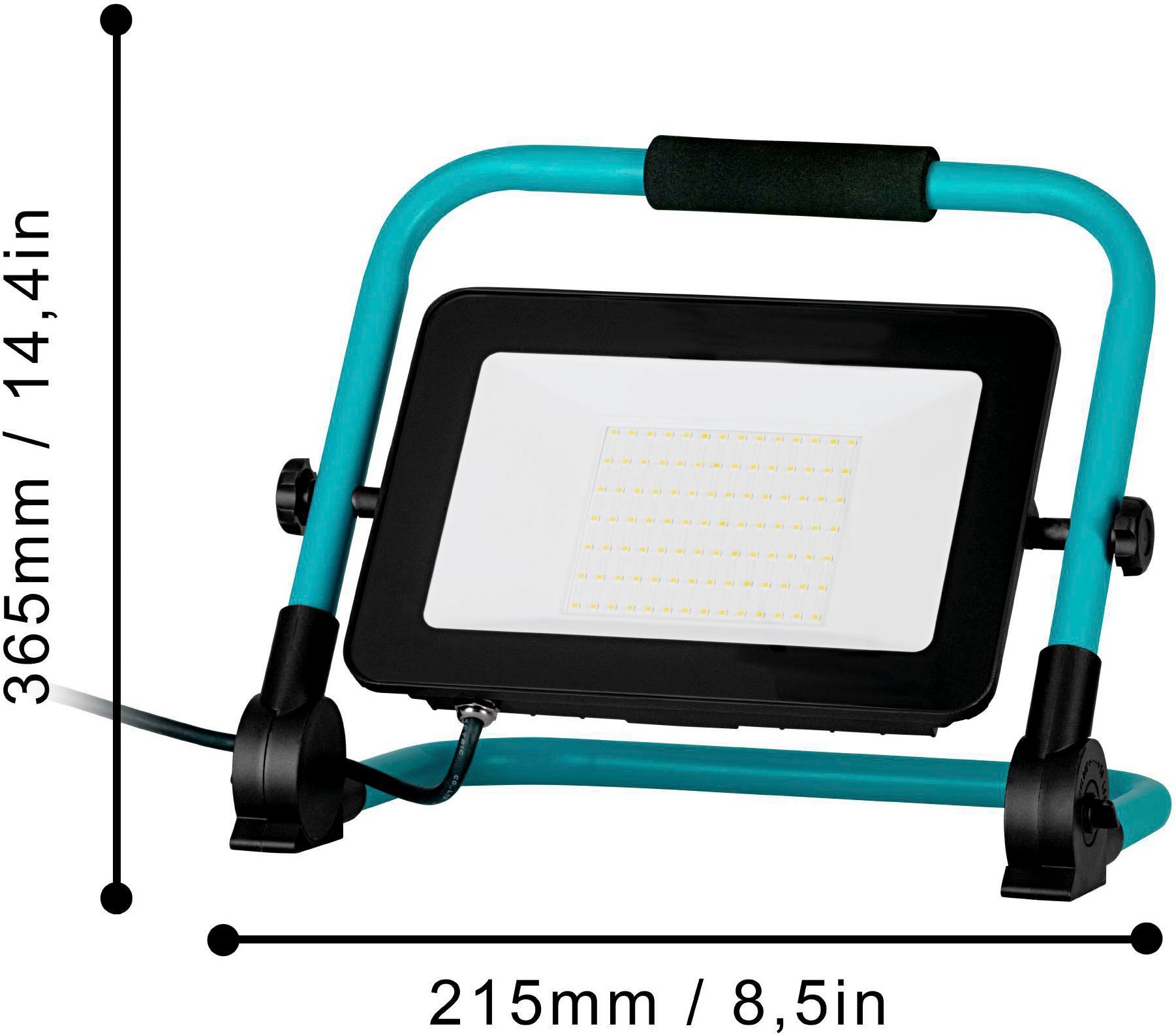 EGLO LED Wandstrahler »Avelar Strahler, tragbare Arbeitsleuchte, Arbeitsscheinwerfer, IP65« LED-Modul 1 Stk. Neutralweiß Stehleuchte - L29,5 x B21,5 x H36,5 cm - schwarz, türkis - 100W inkl.
