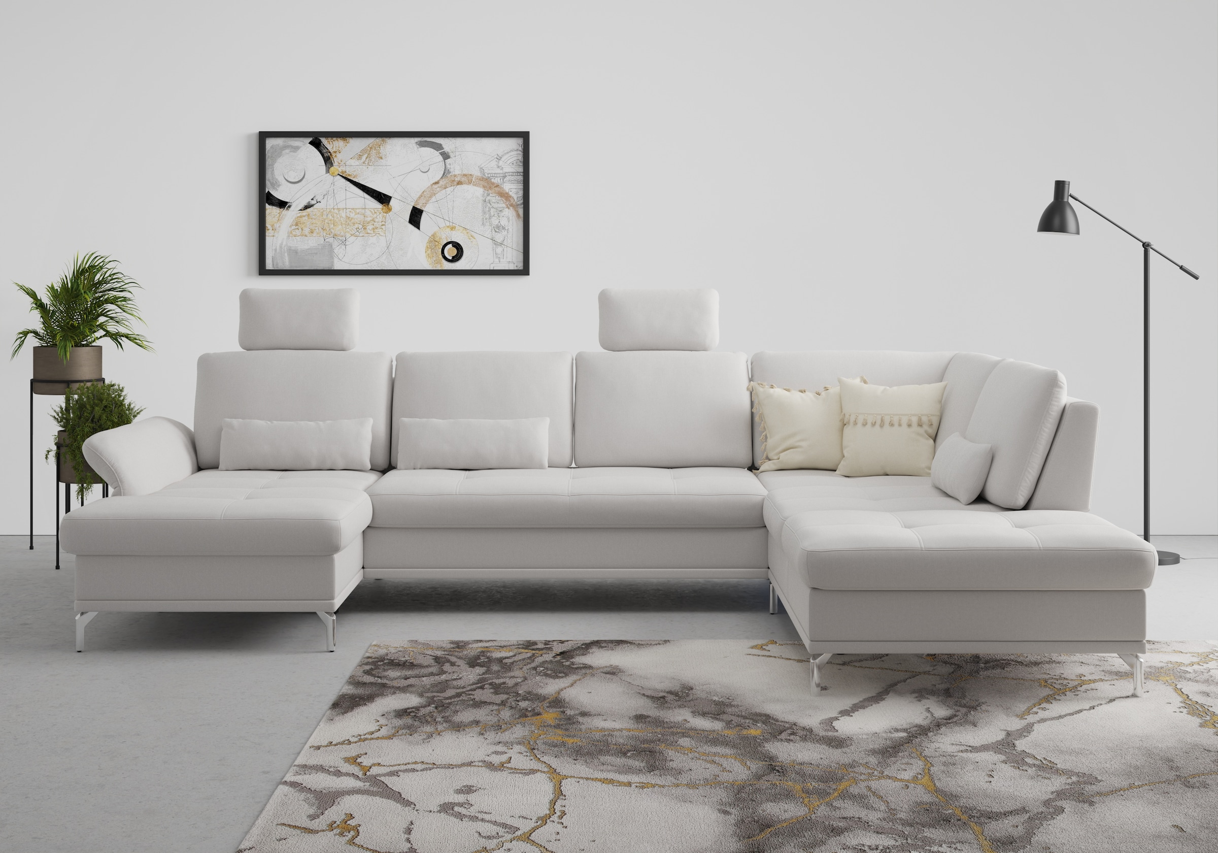 Home affaire Wohnlandschaft »Palm Beach U-Form« Federkern, mit Sitztiefenve günstig online kaufen