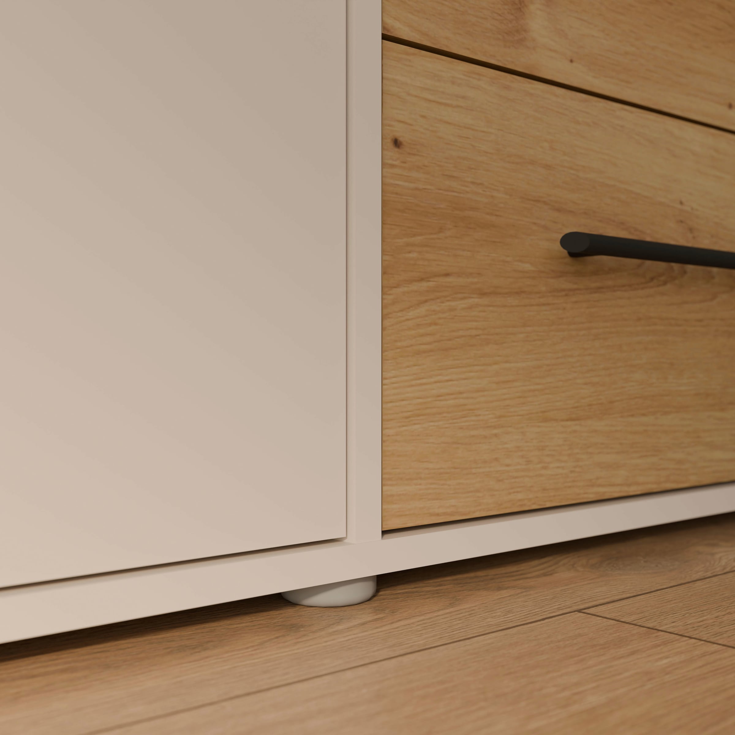 FORTE Kleiderschrank »Mokkaris ,Topseller, zeitloses Design, 3–4 Türen, Made in Europe« B/H/T ca. 145x200x59cm oder 206x200x59cm,  Schubladen + schwarze Stangengriffe, Made in Europe, viel Stauraum