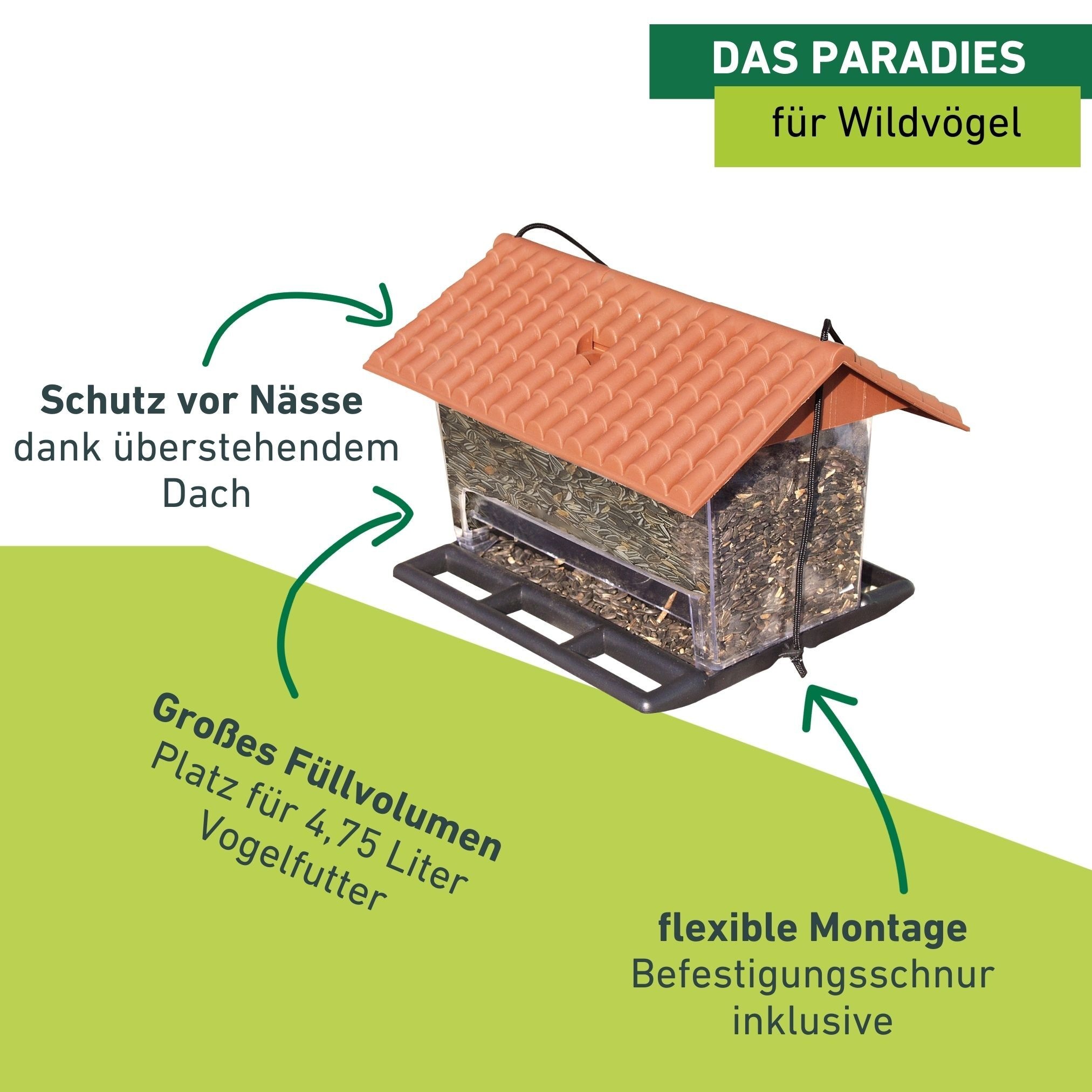 Windhager Vogelhaus »Ranch, Vogelfutterhaus für Wildvogelarten« Futterstation inkl. Aufhängung, Füllmenge ca. 4,75 L, 31 x 22 x 20cm