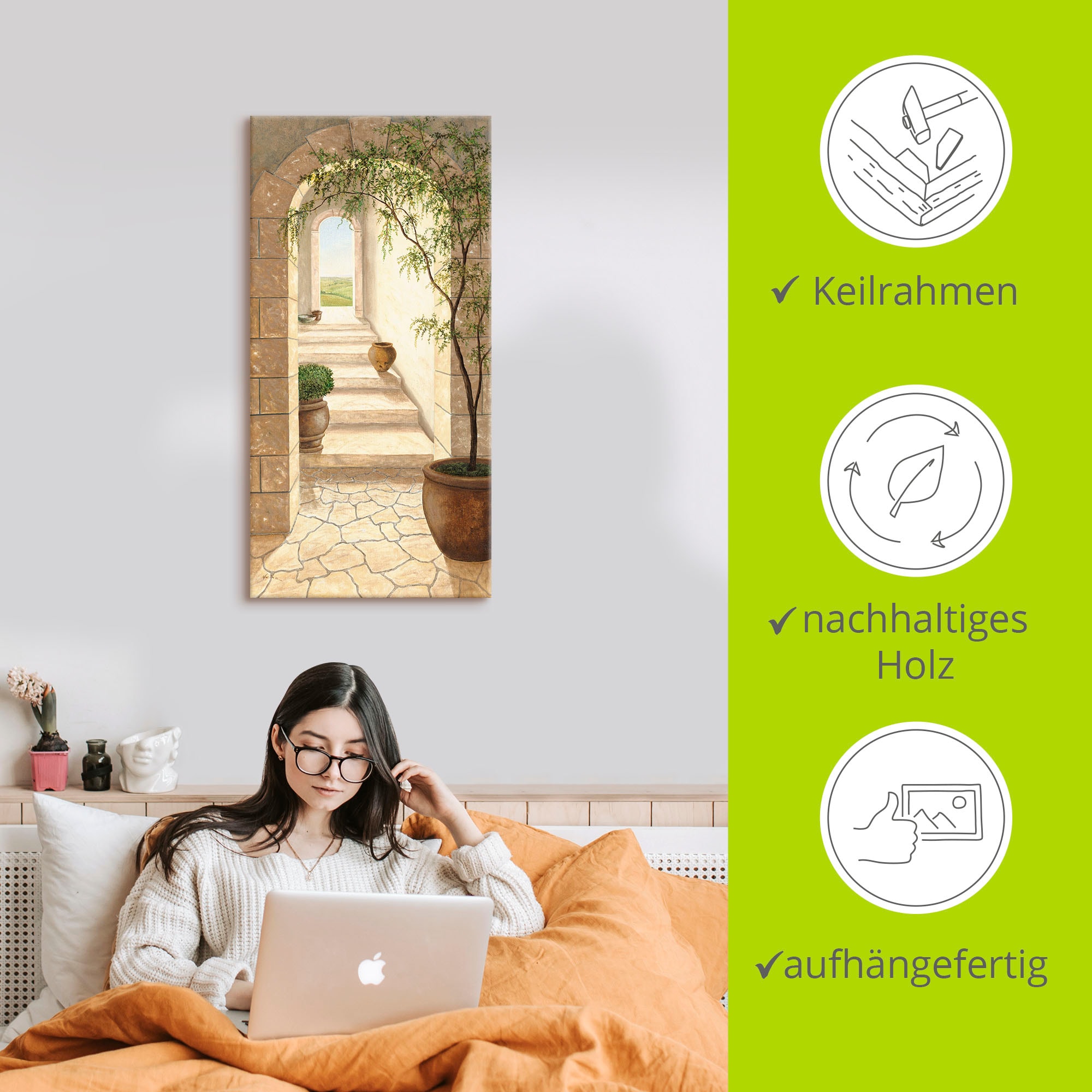 Artland Wandbild »Toskanischer Durchgang«, Fenster & Türen, (1 St.), als Alubild, Outdoorbild, Leinwandbild, Poster, Wandaufkleber