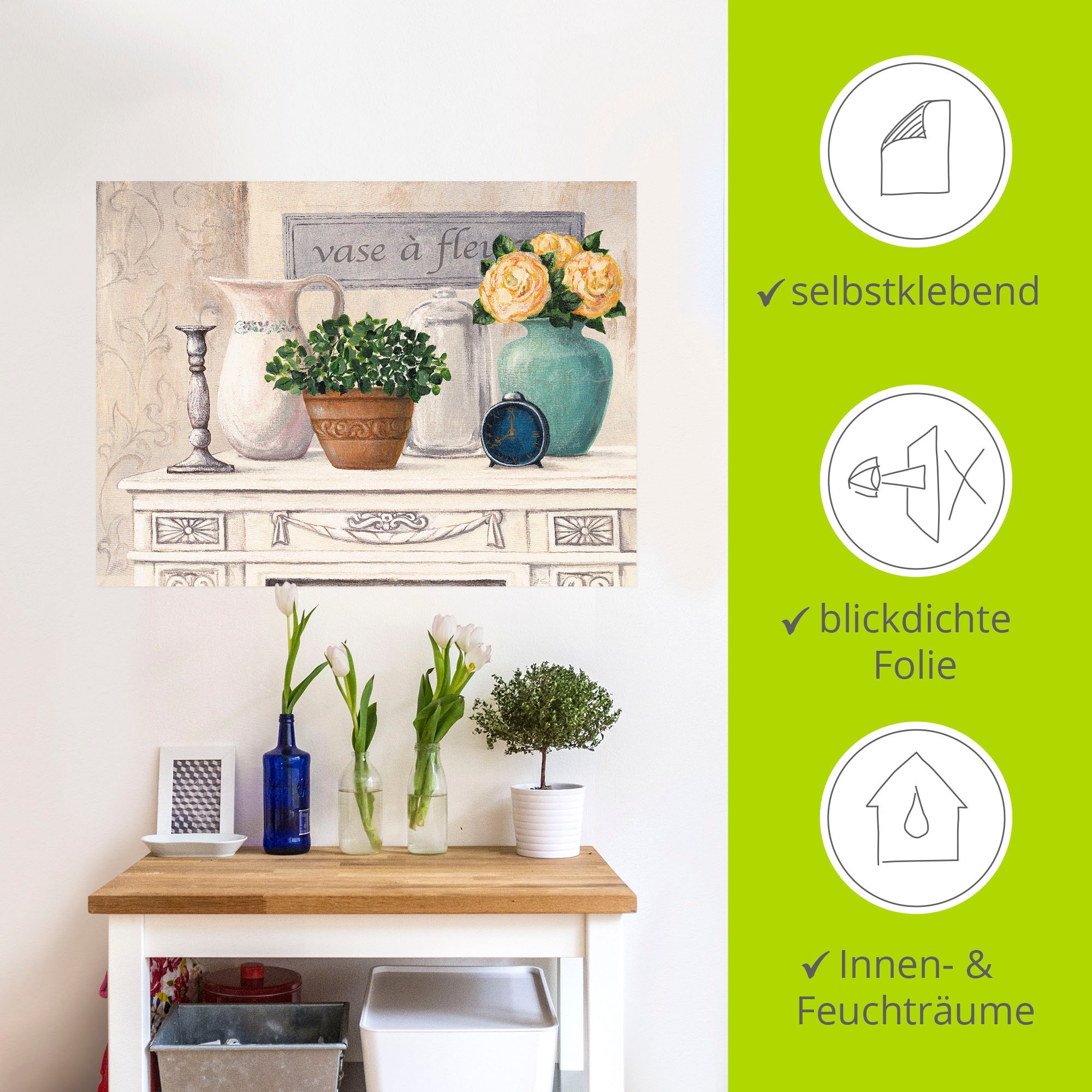 Artland Wandbild »Vasen mit Blumen«, Vasen & Töpfe, (1 St.), als Alubild, Outdoorbild, Wandaufkleber in verschied. Größen