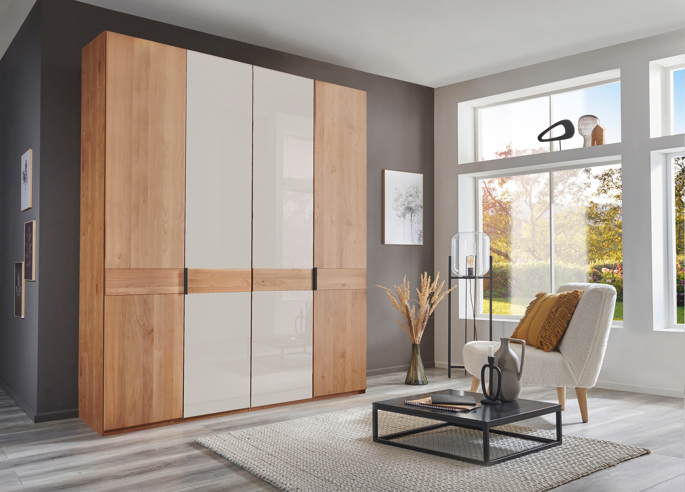 WIEMANN Kleiderschrank "Cardiff, Massivholztüren in Kombination mit Glas- o günstig online kaufen