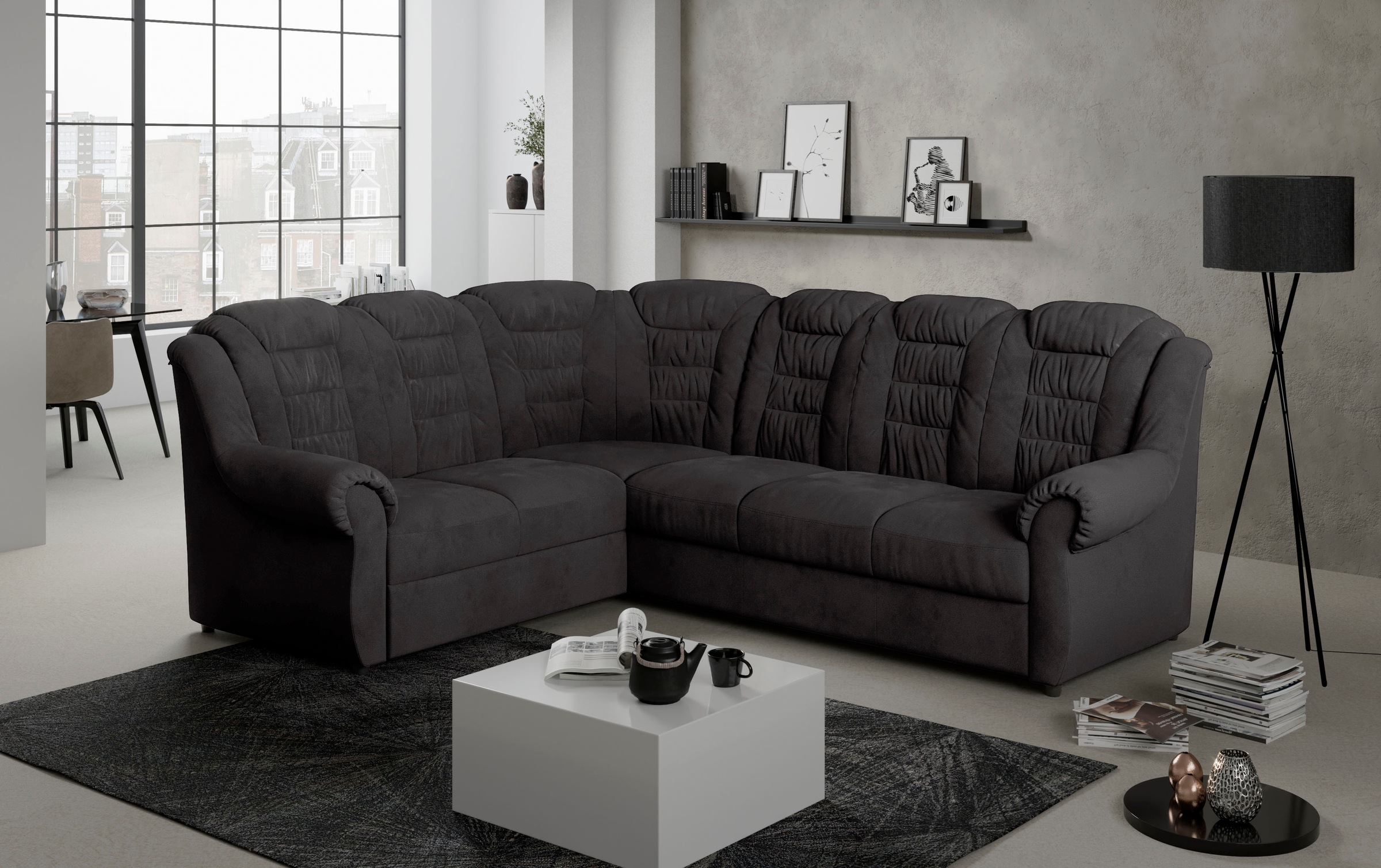 Home affaire Ecksofa »Boston L-Form«, mit hoher Rückenlehne, wahlweise mit günstig online kaufen