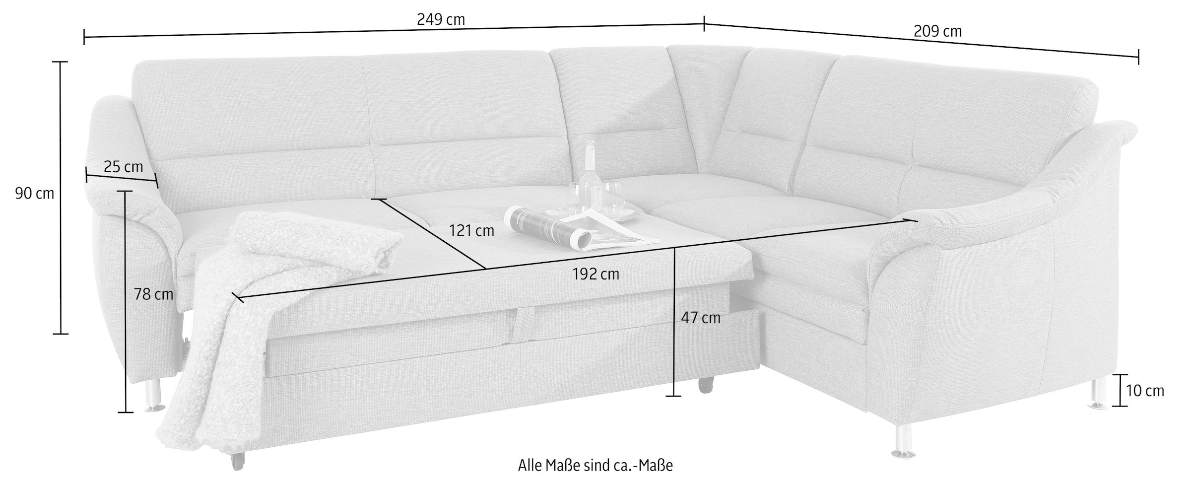 Places of Style Ecksofa »Cardoso«, Federkern, wahlweise mit Bett,  Schubkasten, teilweise Relaxfunktion auf Rechnung bestellen