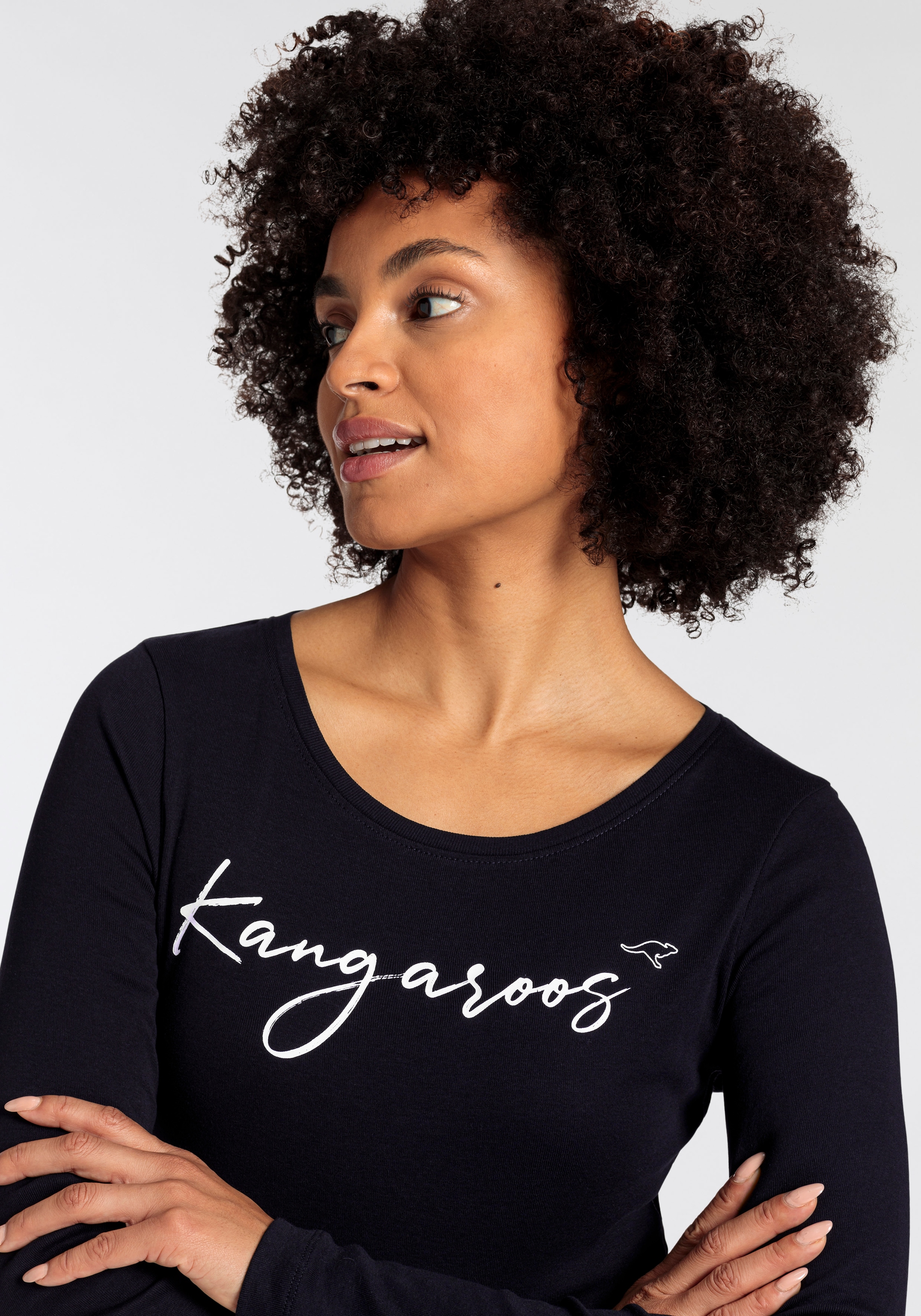 KangaROOS Longsleeve Langarm,  sehr figurbetont,  aus Rippware,  aus 100% Baumwolle