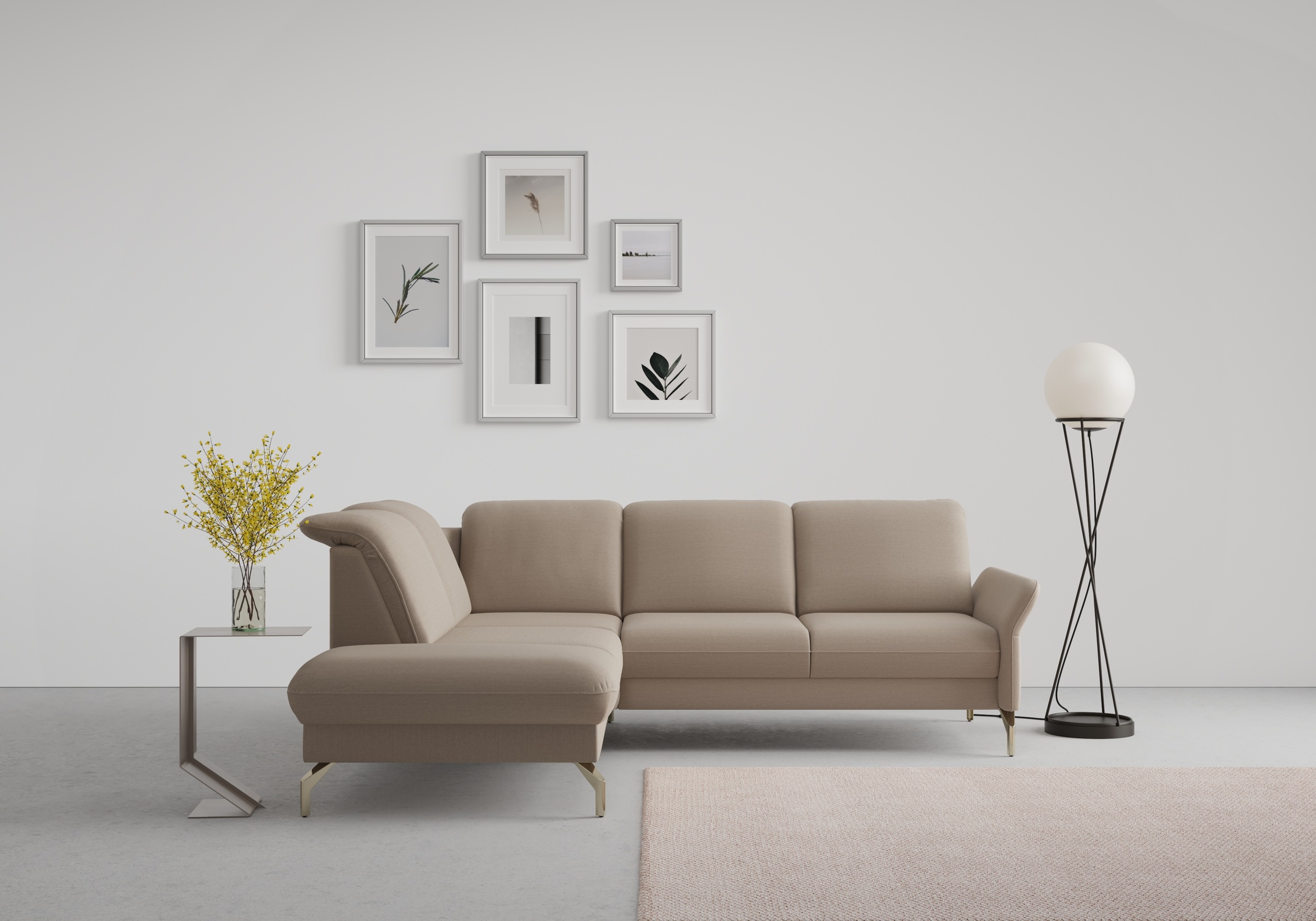 sit&more Ecksofa »Fashion L-Form«, wahlweise mit Kopfteilverstellung, Vorziehsitz, motorisch, Nickelfüße