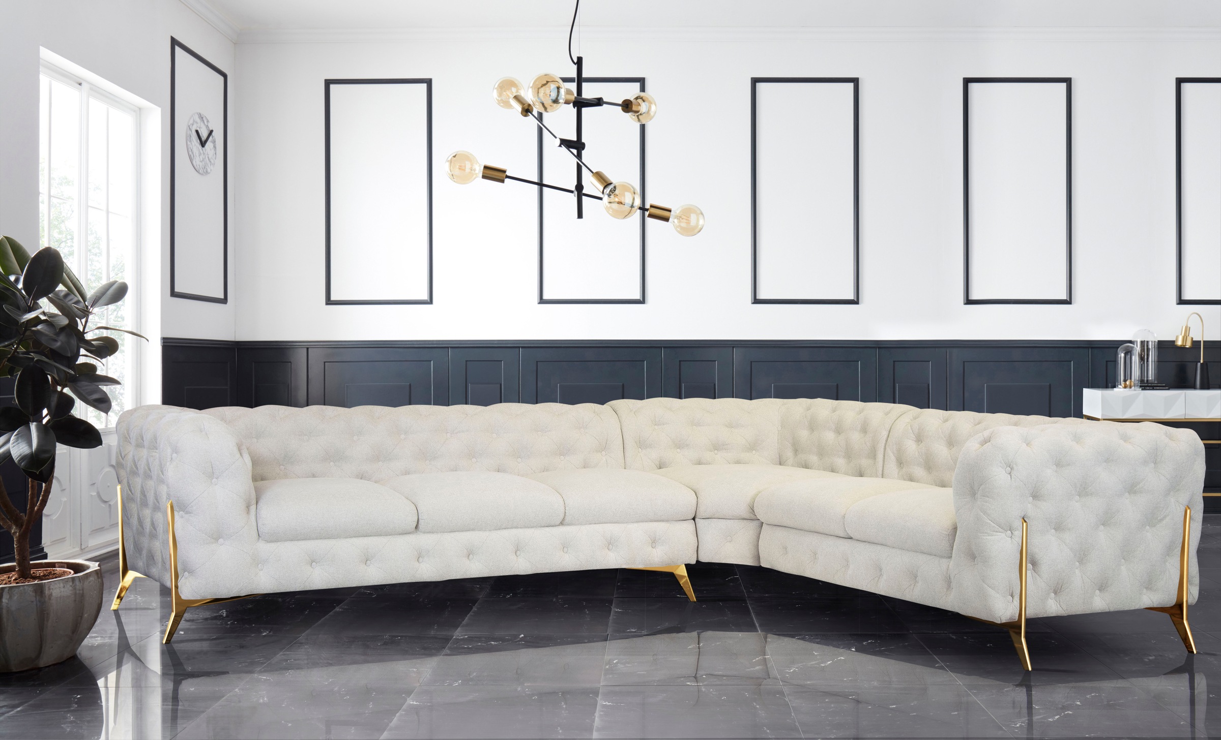 Leonique Chesterfield-Sofa »Amaury L-Form«, großes Ecksofa, Chesterfield-Op günstig online kaufen