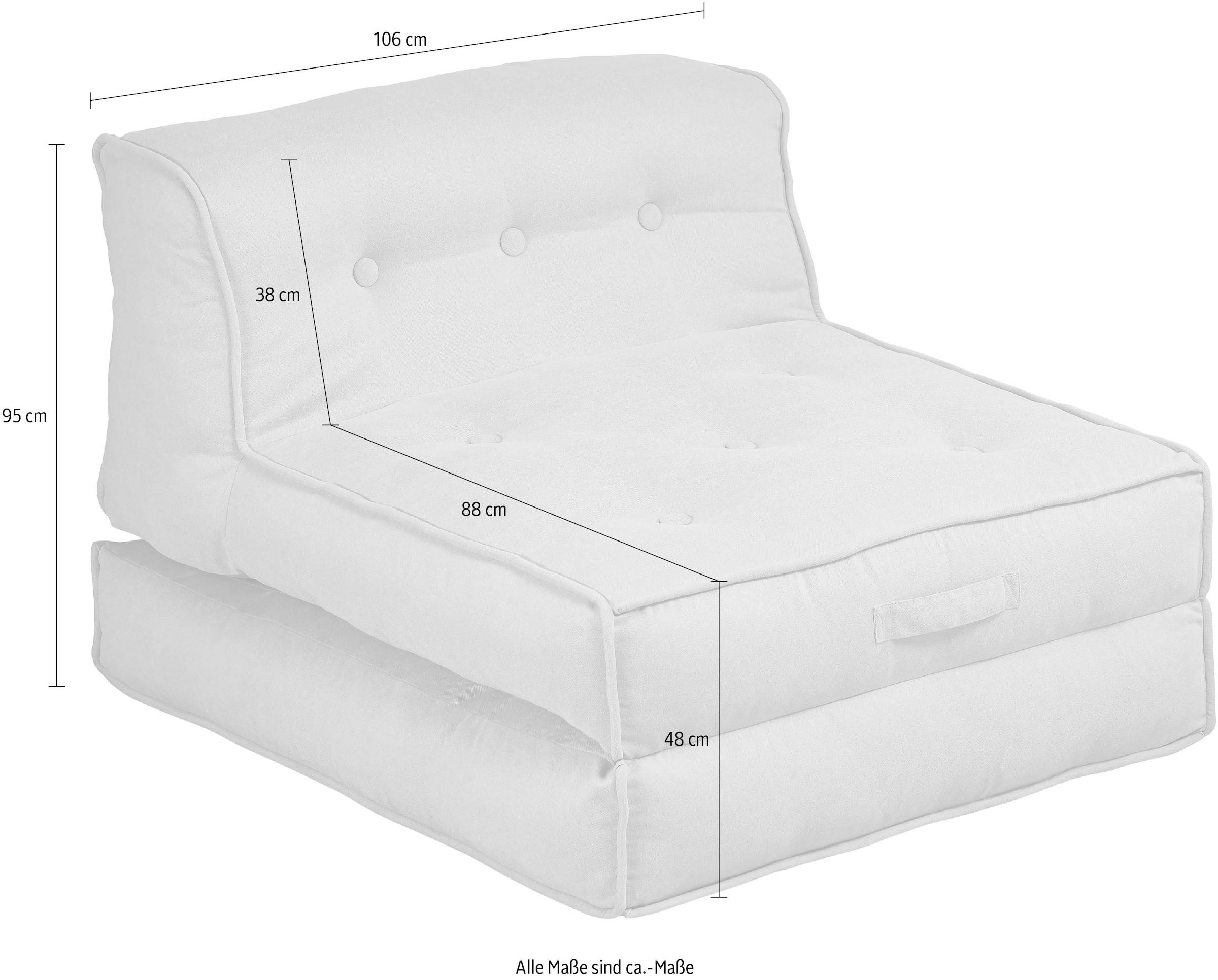Raten Schlaffunktion 2 INOSIGN Loungesessel auf bestellen mit Größen, in Pouf- Sessel und Funktion. »Pia«,