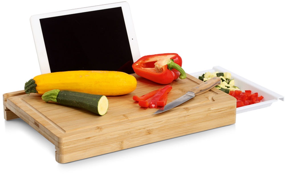 Zeller Present Schneidebrett »mit Tablet-Halter«, mit herausnehmbarem Auffa günstig online kaufen