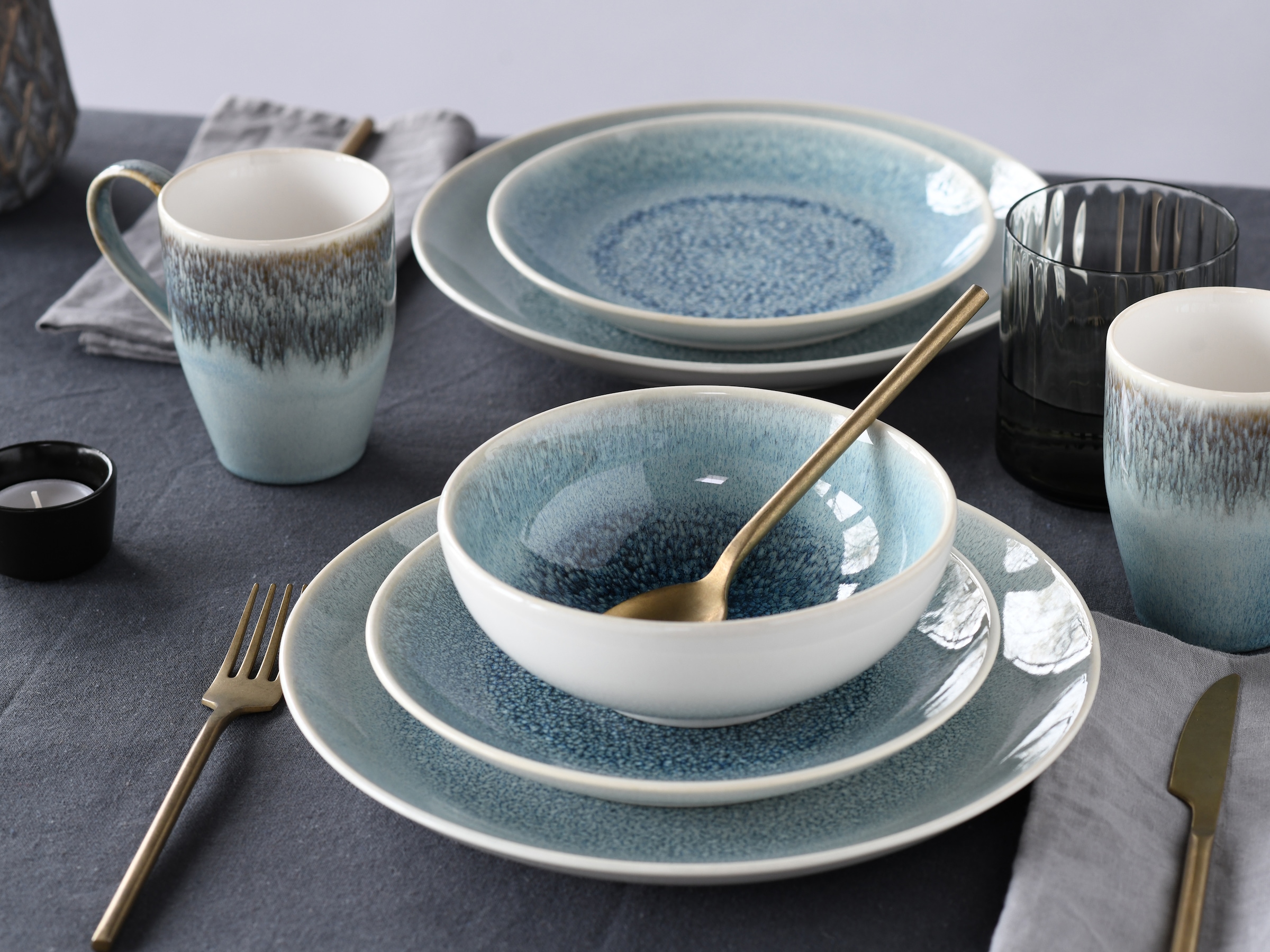 CreaTable Kombiservice »Caldera«, (Set, 8 tlg.), irisierende Glasur