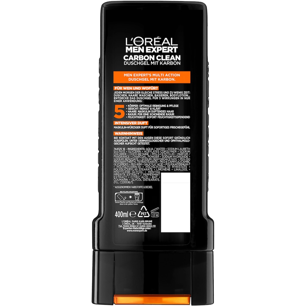 L'ORÉAL PARIS MEN EXPERT Duschgel »Carbon Clean 5in1 XXL«, (Packung, 6 tlg.)