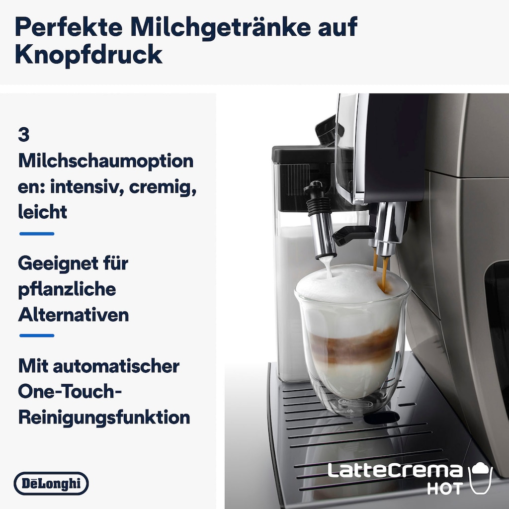 De'Longhi Kaffeevollautomat »Dinamica Plus ECAM 380.95.TB«, inkl. 2 LatteCrema Hot Milchkaraffen