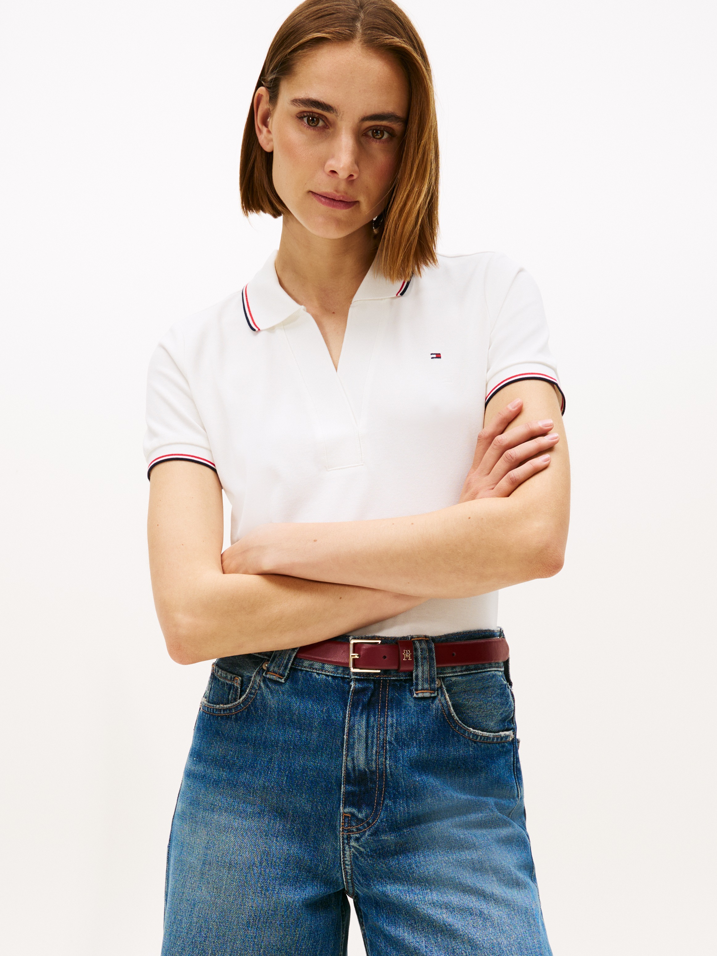 Tommy Hilfiger Poloshirt »1985 TIPPING SLIM OPEN SS POLO«