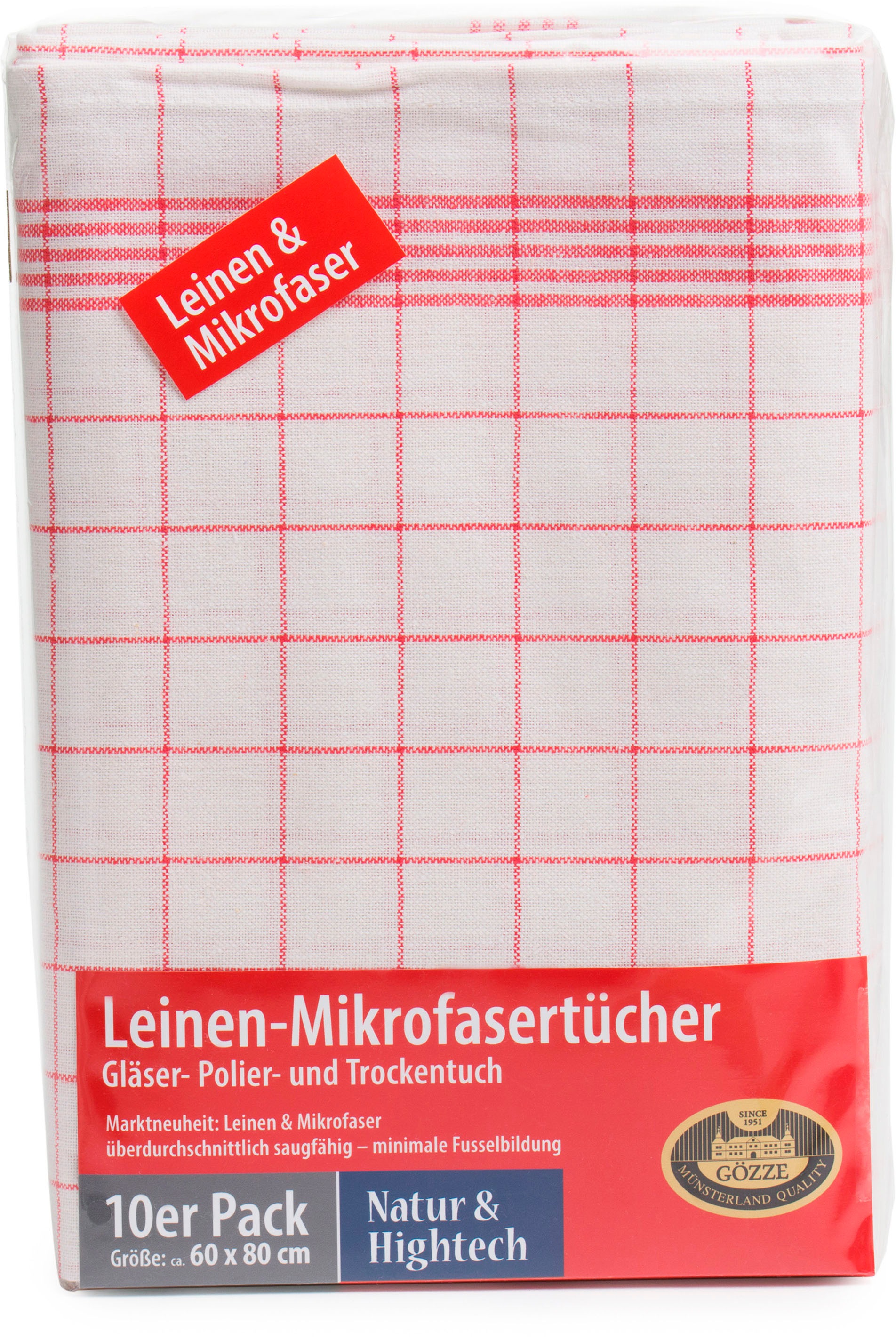 Gözze Geschirrtuch »Gläser und Poliertuch, Des. 60053, 60x80 cm«, (Set, 10 tlg.), Mikrofaser