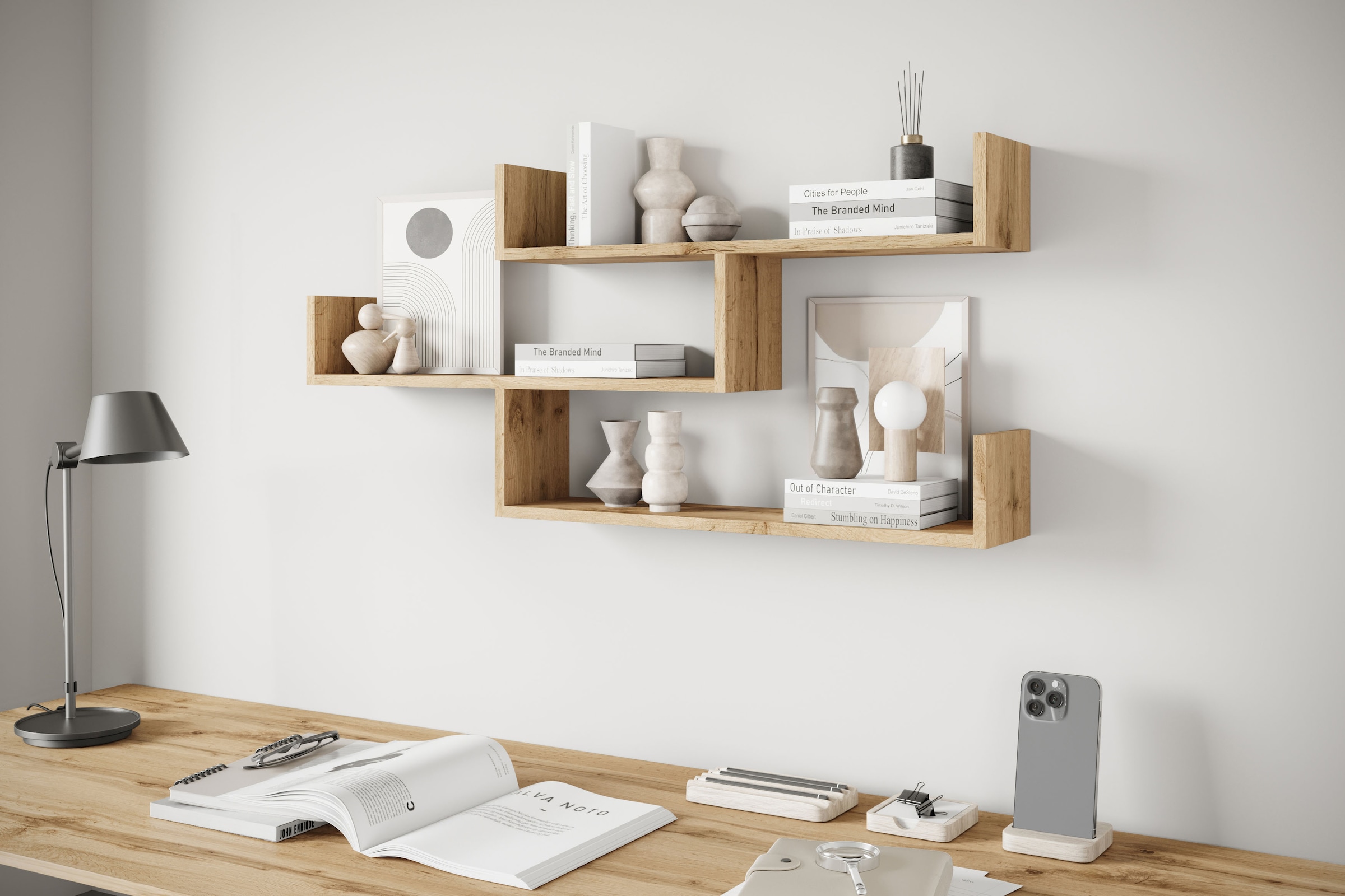 INOSIGN Wandboard »Wandregal Trio 003«, (1 St.), Hängeregal mit 5 Fächern, modernes Design, variabel einsetzbar
