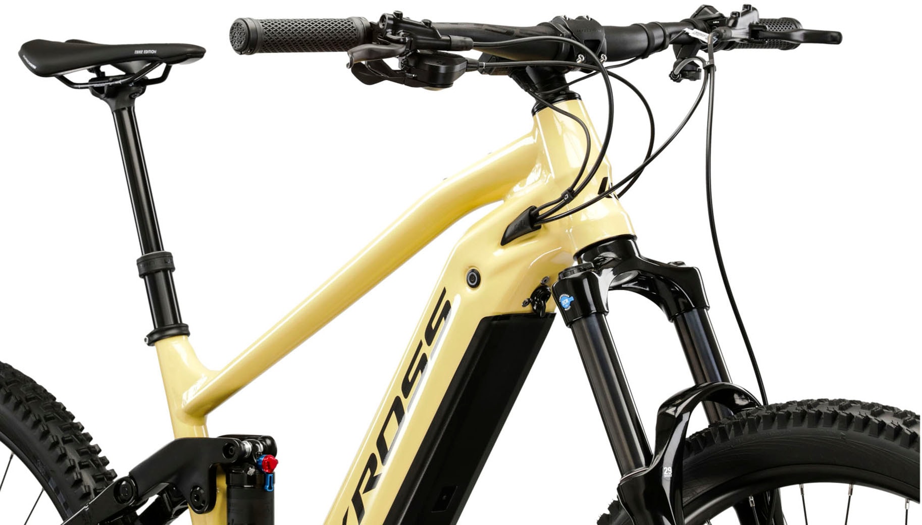 Kross E-Bike »KROSS E-MTB Grist Boost 1.0 29" beige«, 10 Gang, Shimano, CUES U6000, Mittelmotor 250 W, Pedelec, Elektrofahrrad für Damen und Herren