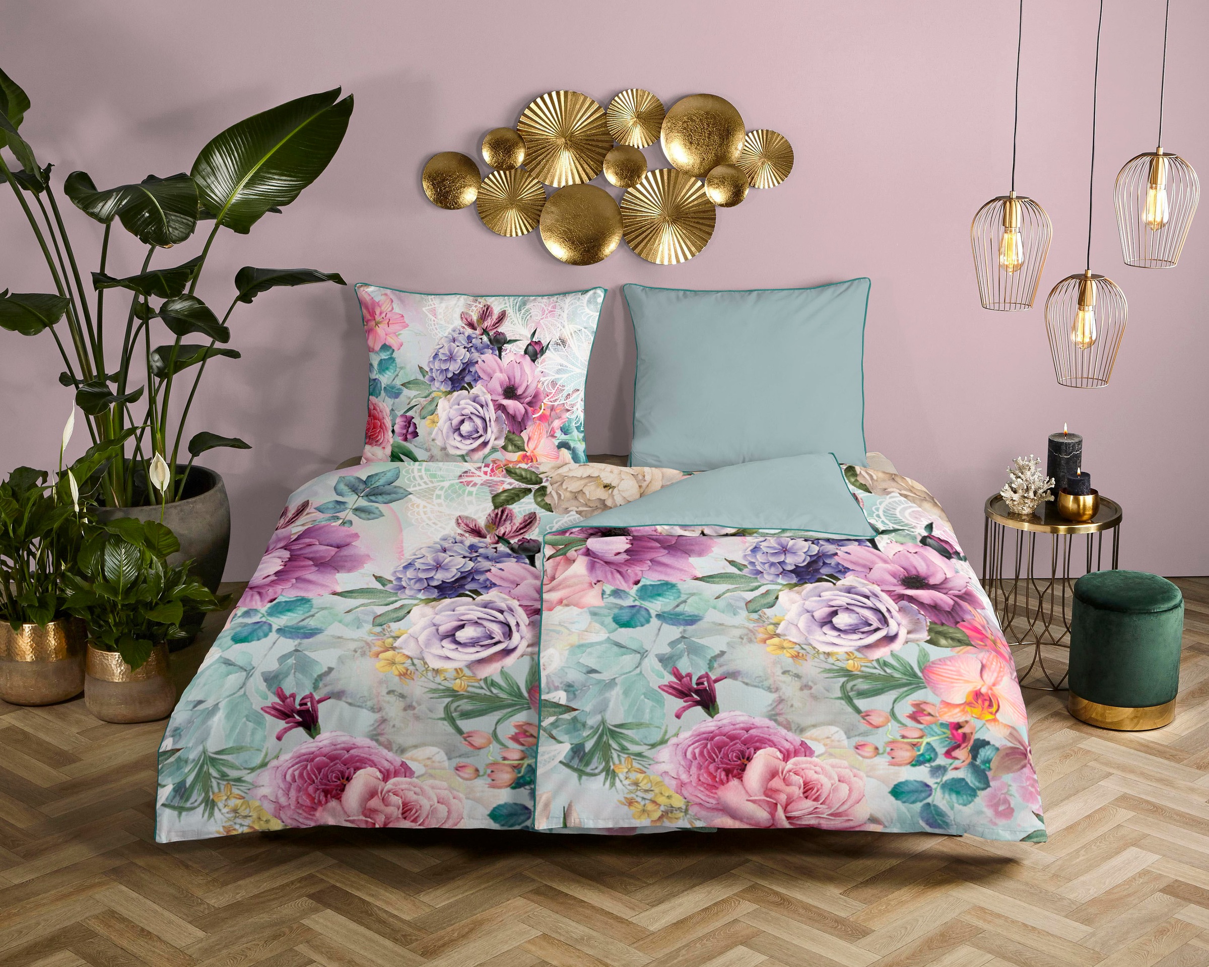 Descanso Wendebettwäsche »Anamin« 2 Stk. tlg. Baumwolle, Satin, 135x200, Bi günstig online kaufen