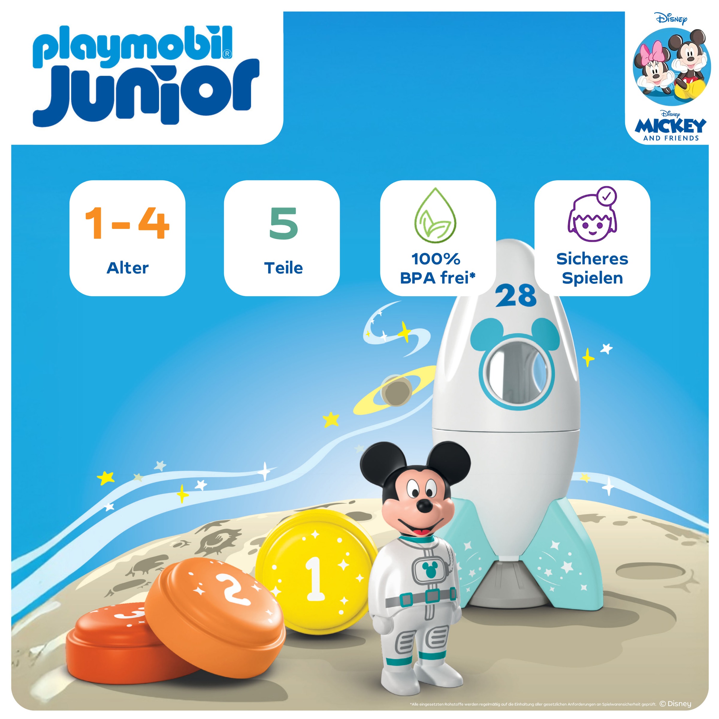 Playmobil® Konstruktions-Spielset »Micky Maus' Raketen- & Weltraum-Abenteuer (71771), JUNIOR & Disney«, (5 St.), Made in Europe