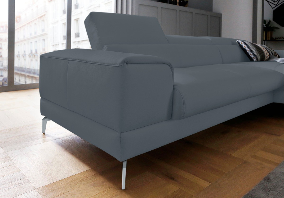 W.SCHILLIG Ecksofa »piedroo, Designsofa mit tollem Sitzkomfort, bequem und elegant, L-Form«, Kopfteilverstellung, wahlweise mit Sitztiefenverstellung, Breite 303cm