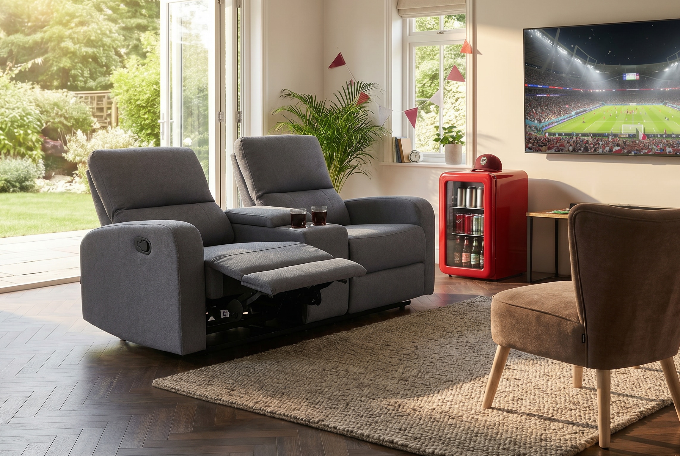Home affaire 2-Sitzer »TOURNAY, 2er-Kinosofa, Liegesofa, TV-Sessel, Multimedia-Sofa« mit manueller Relaxfunktion, Getränkehalter, Staufach