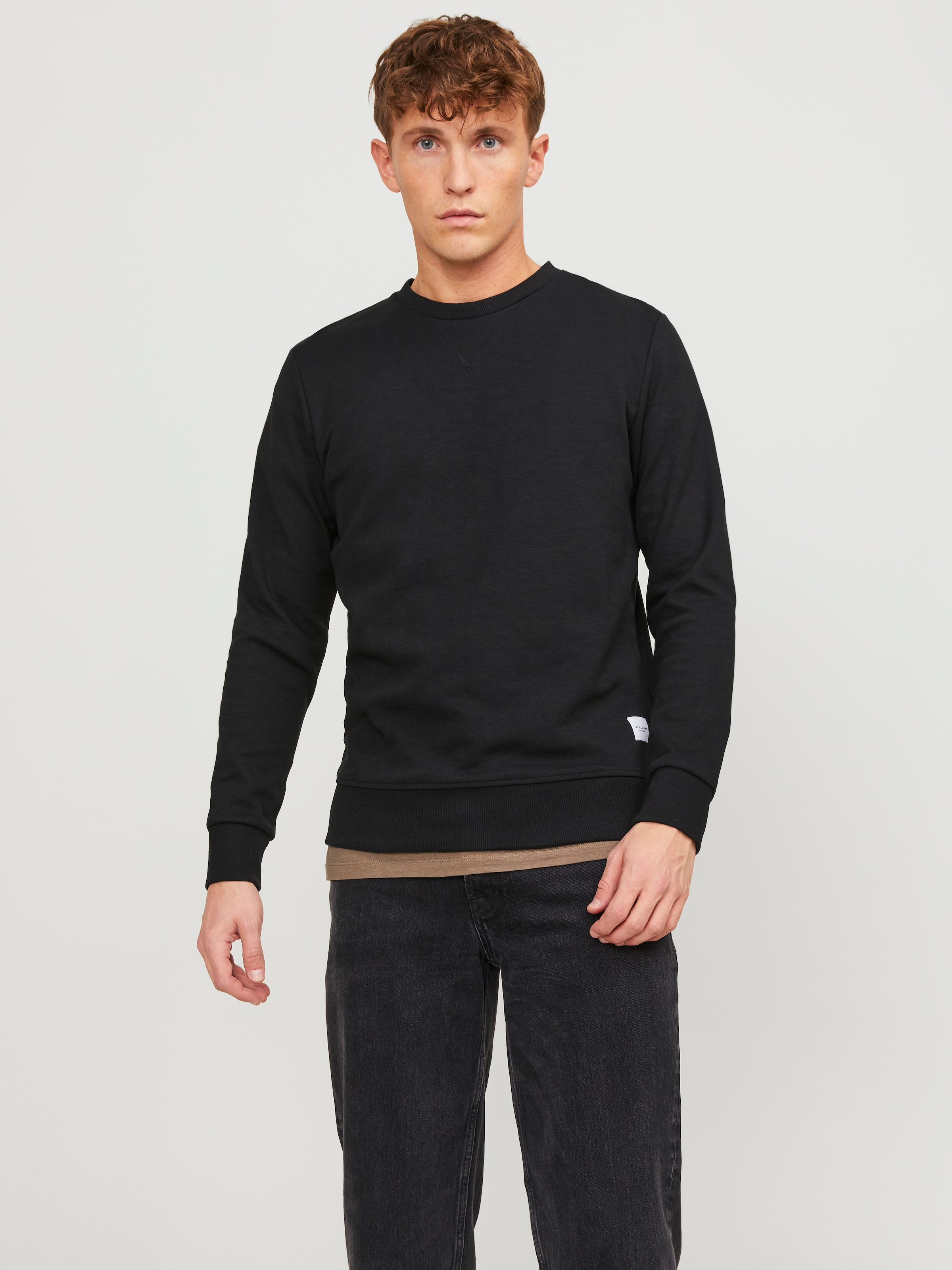 Jack & Jones Sweatshirt »JJEBASIC mit Flaglabel und weicher Baumwollmischung«, unifarben, modisch, regular fit, Baumwolle, Rundhals
