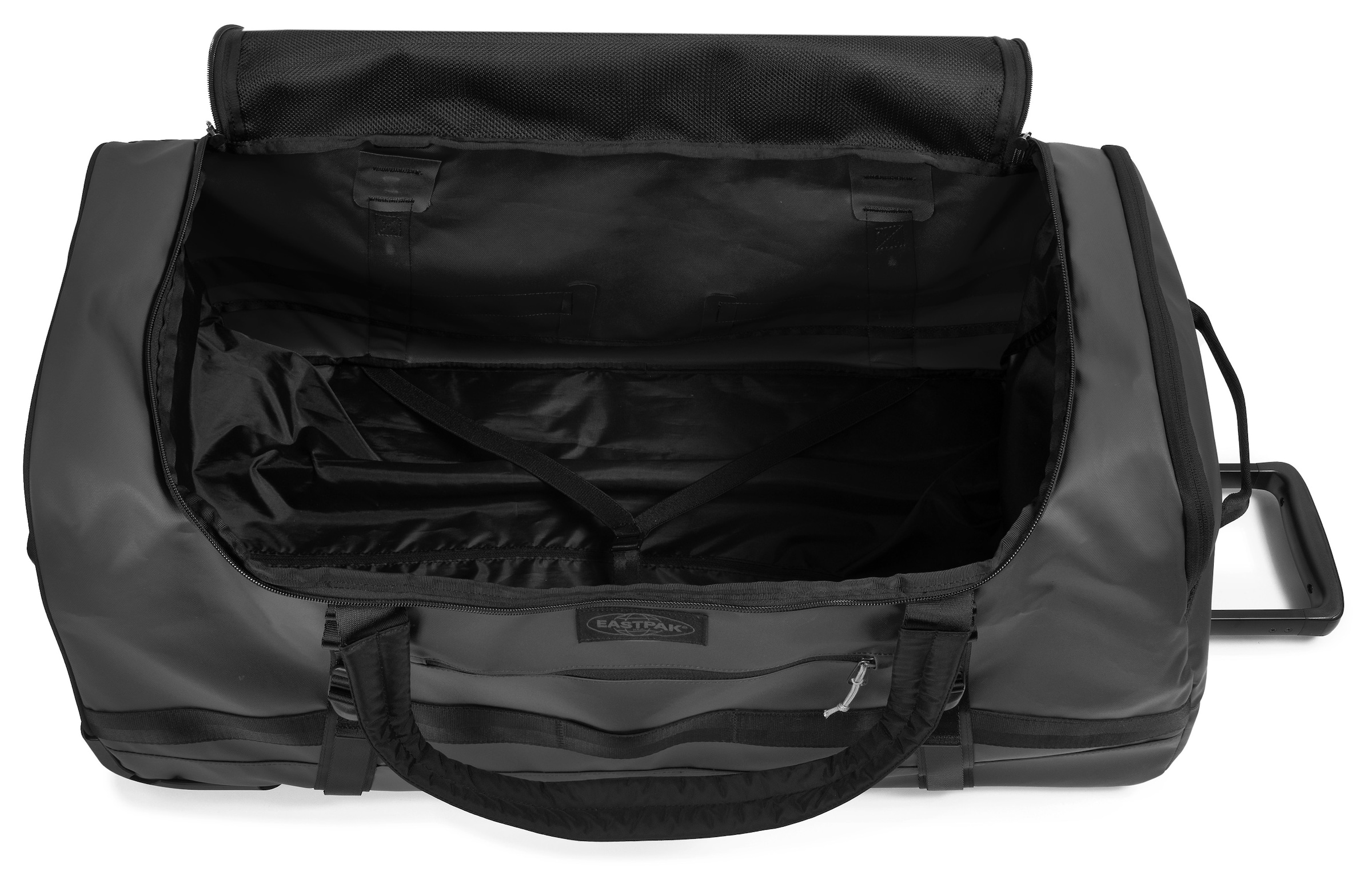 Eastpak Weichgepäck-Trolley »DUFFEL PACK WHEEL M TARP BLACK2«, 2 Rollen, Reisetasche mit Rollen Weichgepäck Koffer Aufgabegepäck