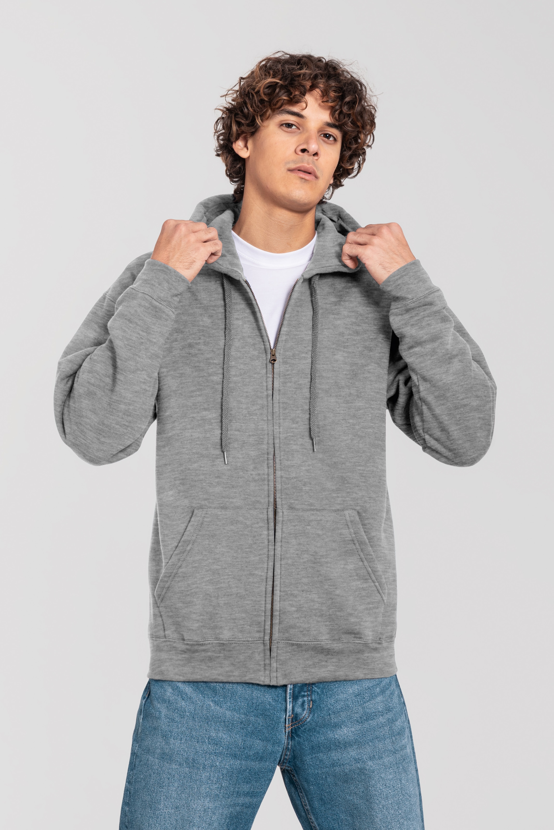Fruit of the Loom Kapuzensweatjacke »Iconic Premium Hooded Sweat Jacket« mit Kordelzug, meliert, normal geschnitten