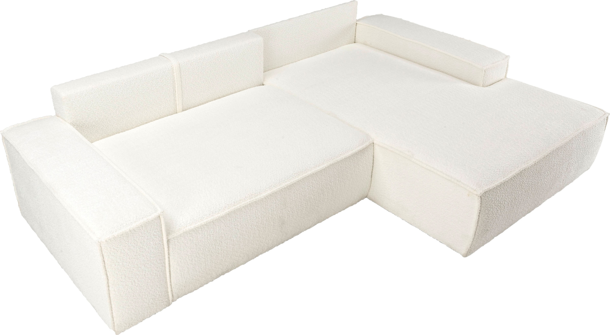 andas Ecksofa »Finnley Schlafsofa 267 cm in Bouclé u. Struktur fein, L-Form,«, Schlaffunktion m. Bettkasten (136/210 cm), Bouclé, Struktur