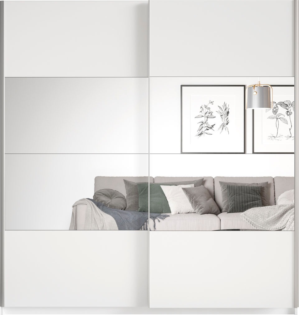 Helvetia Schwebetürenschrank Beta, mit Spiegelelement, inkl. 1 Kleiderstange und 5 Einlegeböden