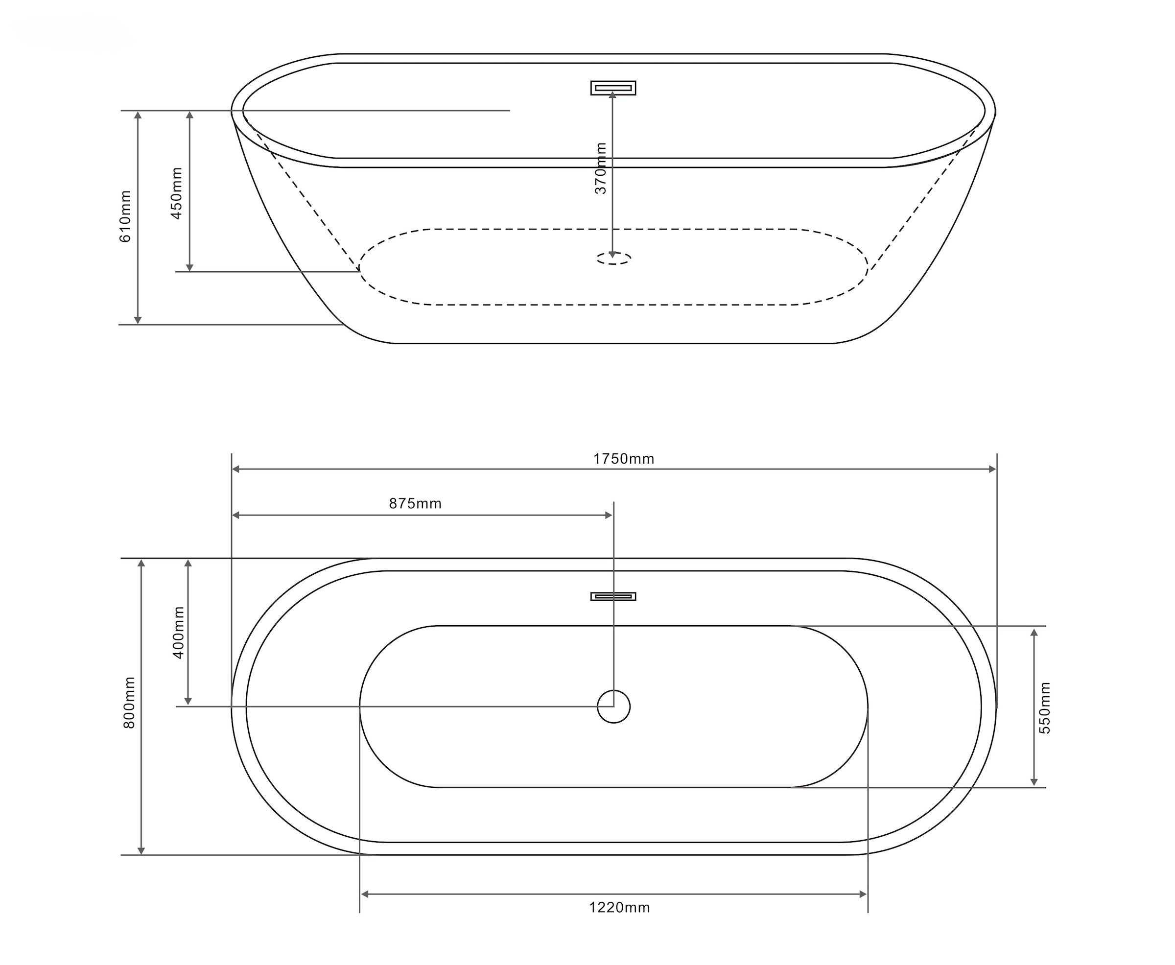Sanotechnik Badewanne »CUBA«, 175x80x61cm, aus Acryl