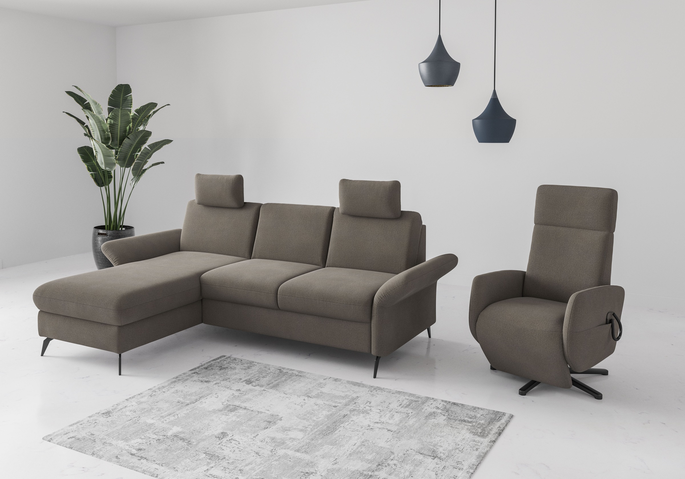Home affaire Ecksofa »Rochelle«, optional: Armteilverstellung, klappbar, Bettkasen