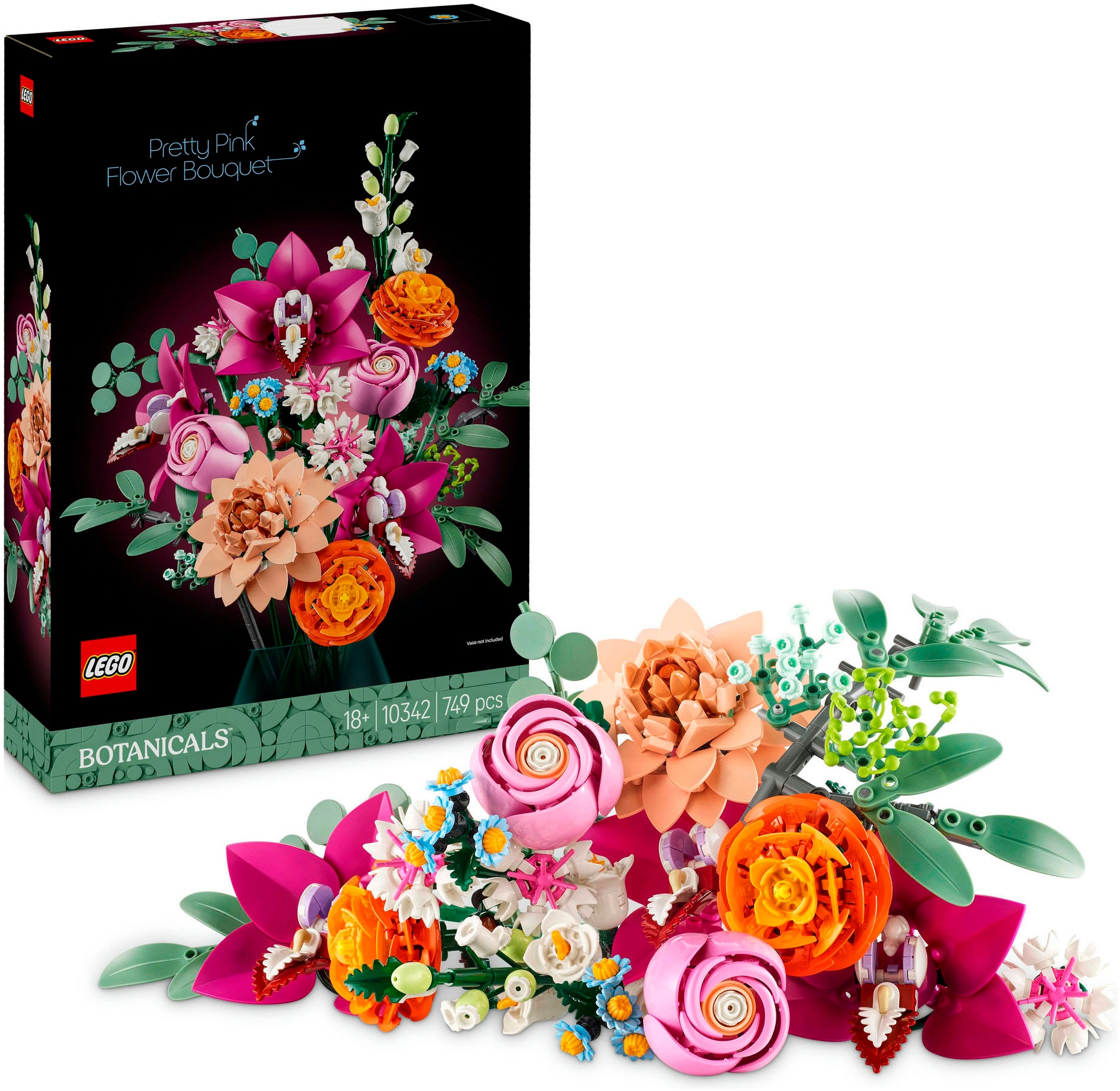 LEGO® Konstruktionsspielsteine »Schöner Rosafarbener Blumenstrauß (10342), LEGO Botanicals«, (749 St.), Made in Europe