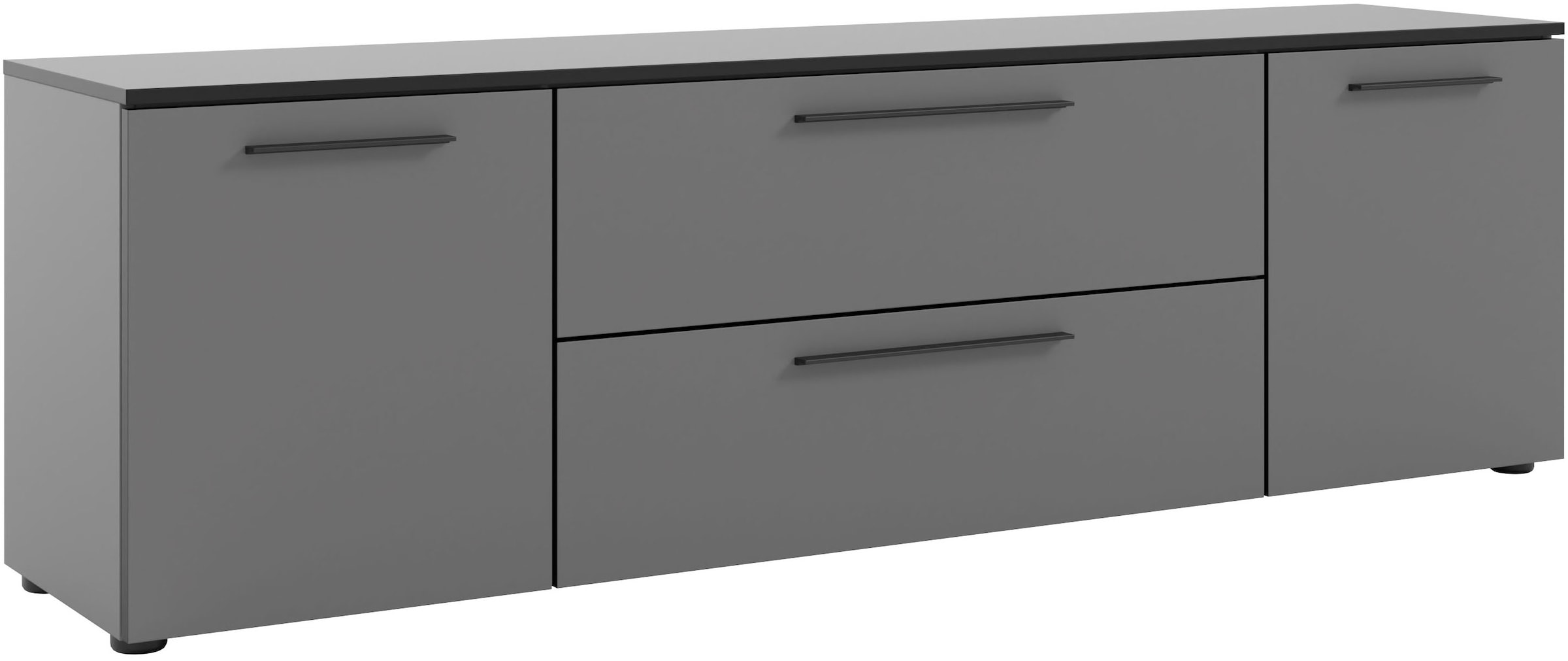 Manjana Möbel Lowboard »mit Schwarz matten Metallgriffen« mit Soft-Close Funktion, in zwei Breiten verfügbar, 180cm oder 225cm